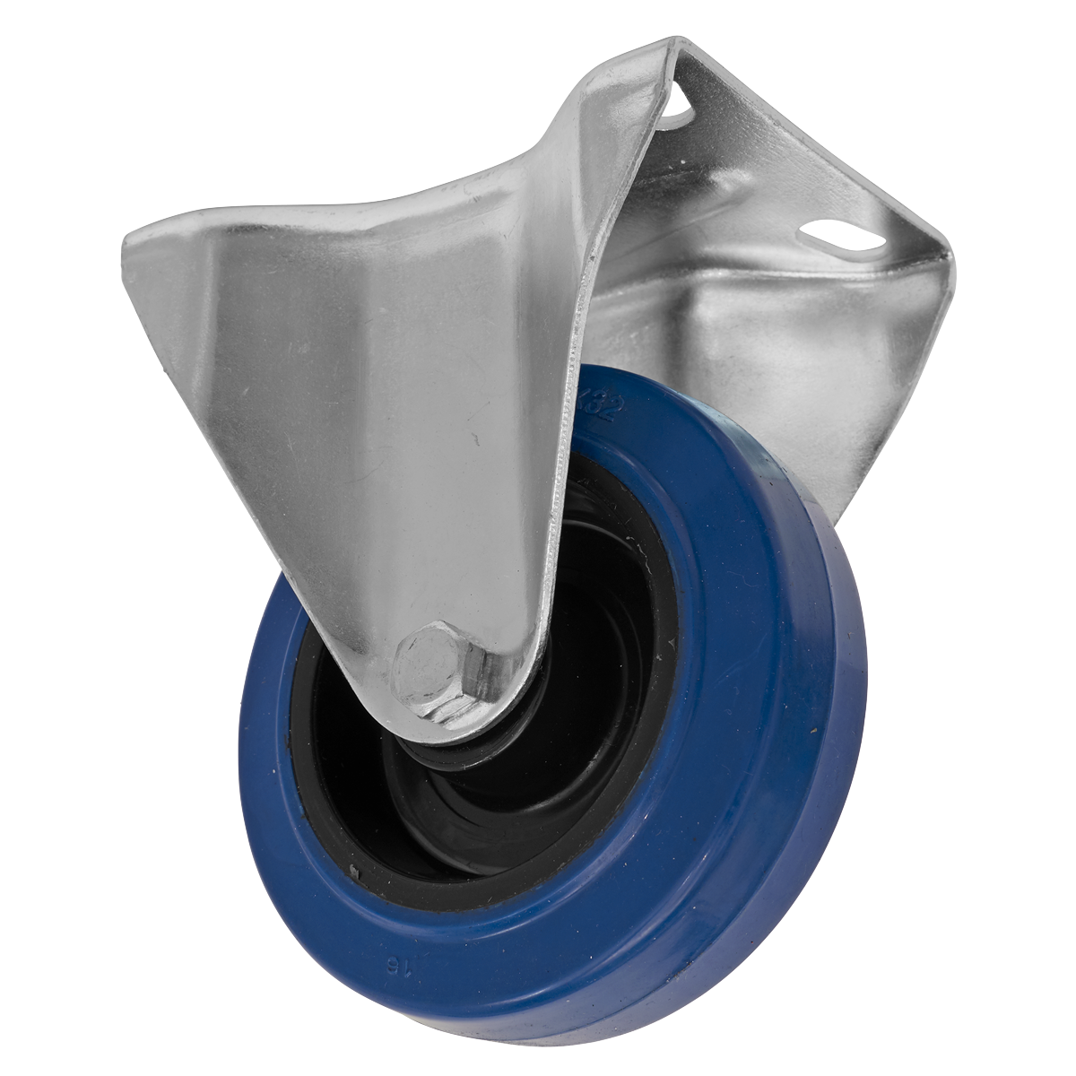 Heavy-Duty Blue Elastic Rubber Fixed Castor Wheel Ø100mm - Trade SCW3100FPEM