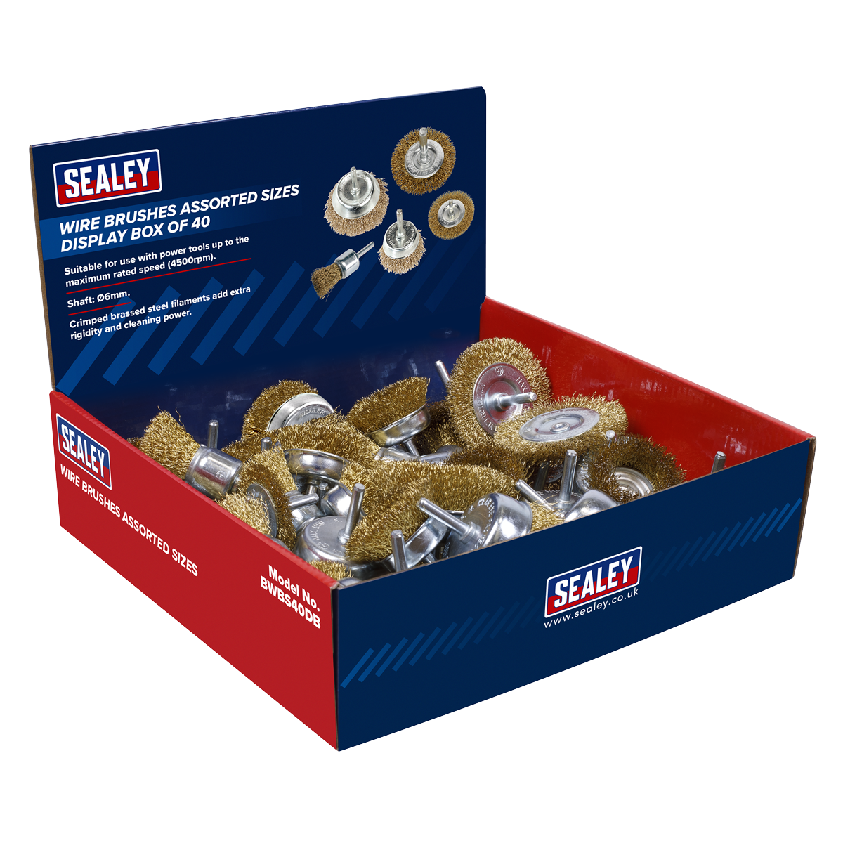 Wire Brushes Assorted Sizes Display Box of 40 BWBS40DB