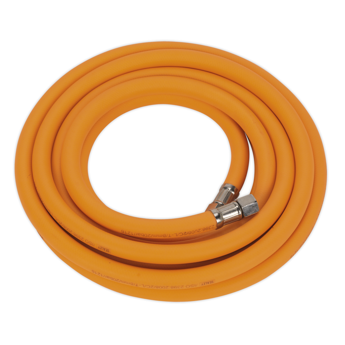 Air Hose 5m x Ø8mm Hybrid High-Visibility with 1/4"BSP Unions AHHC5