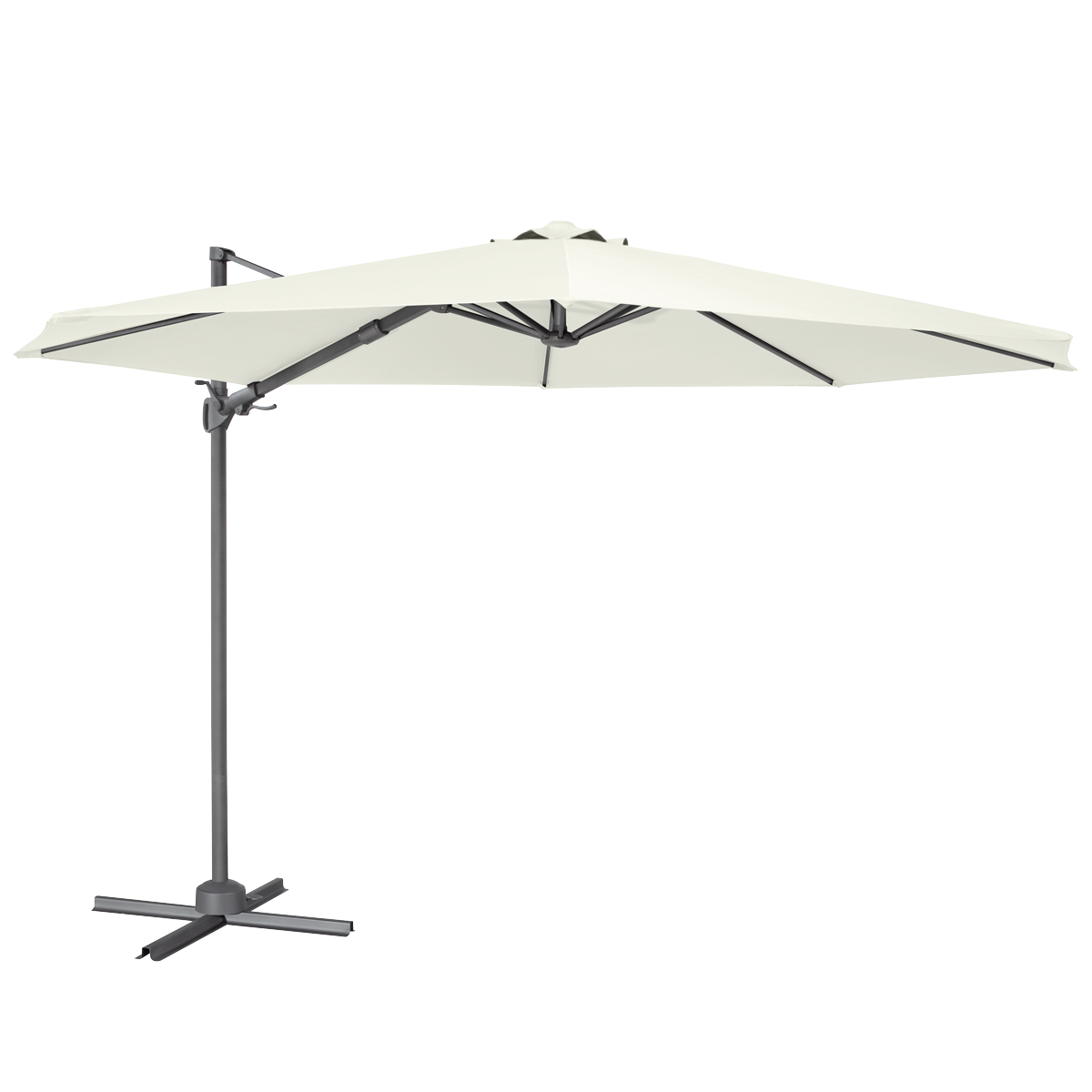 Dellonda Ø3m Garden/Patio Cantilever Parasol/Umbrella with Crank Handle, 360° Rotation, Tilt and Cover, Cream DG268