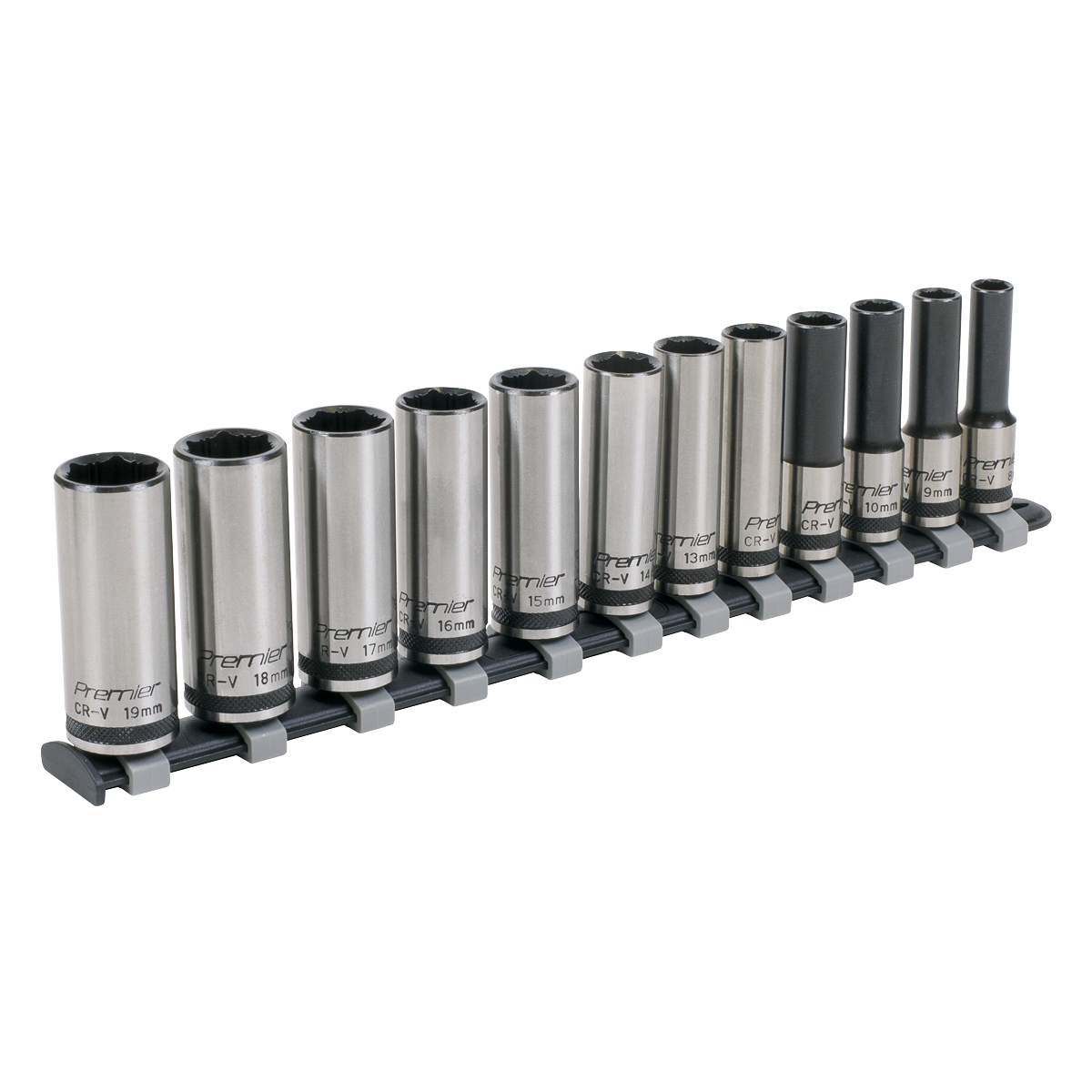 Socket Set 12pc 3/8"Sq Drive Deep Lock-On™ 6pt Metric - Black Series AK2744B