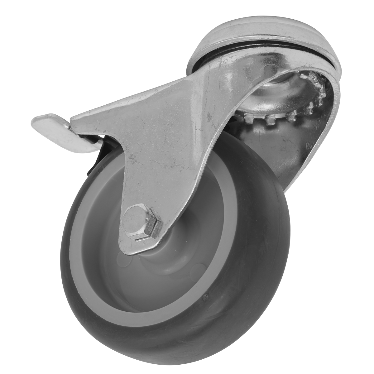 Medium-Duty Thermoplastic Bolt Hole Castor Wheel with Total Lock Ø75mm - Trade SCW275SBLEM