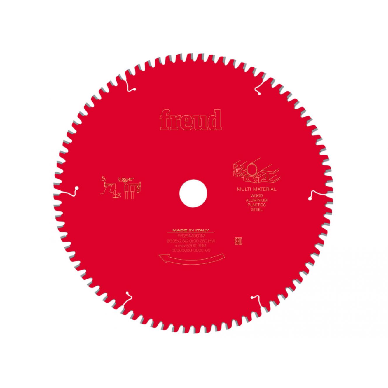 Multi-Material Mitre Saw Blade 305 x 30 x 2.6/2mm x 72T FRE03FS09891
