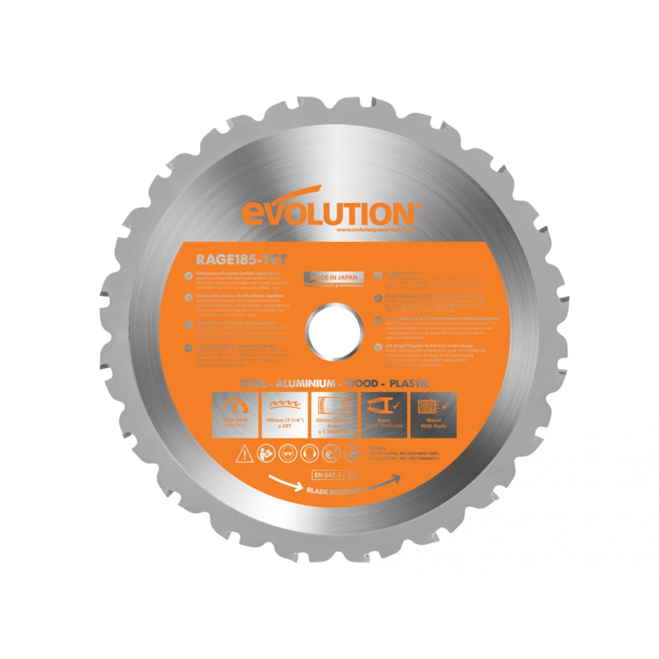 Multi-Material Saw Blade 185 x 20mm x 20T EVL185MULTCS