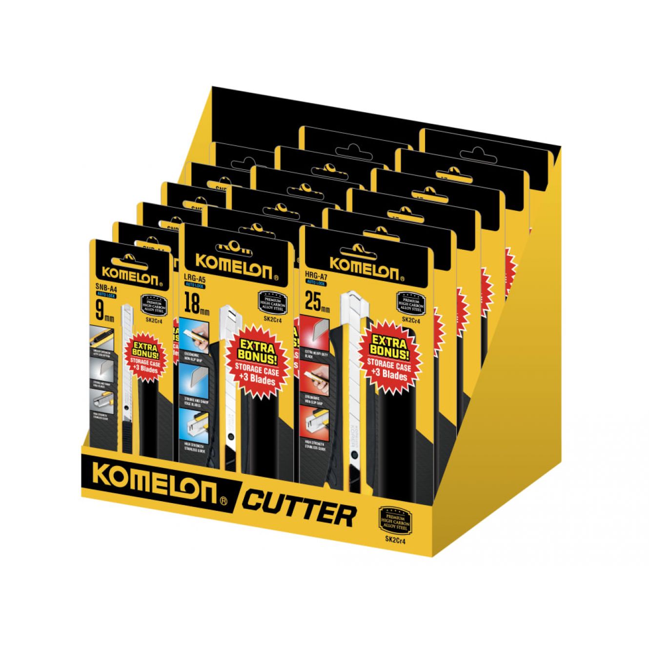 Snap-Off Knife CDU, 18 Piece KOMSOKDIS18