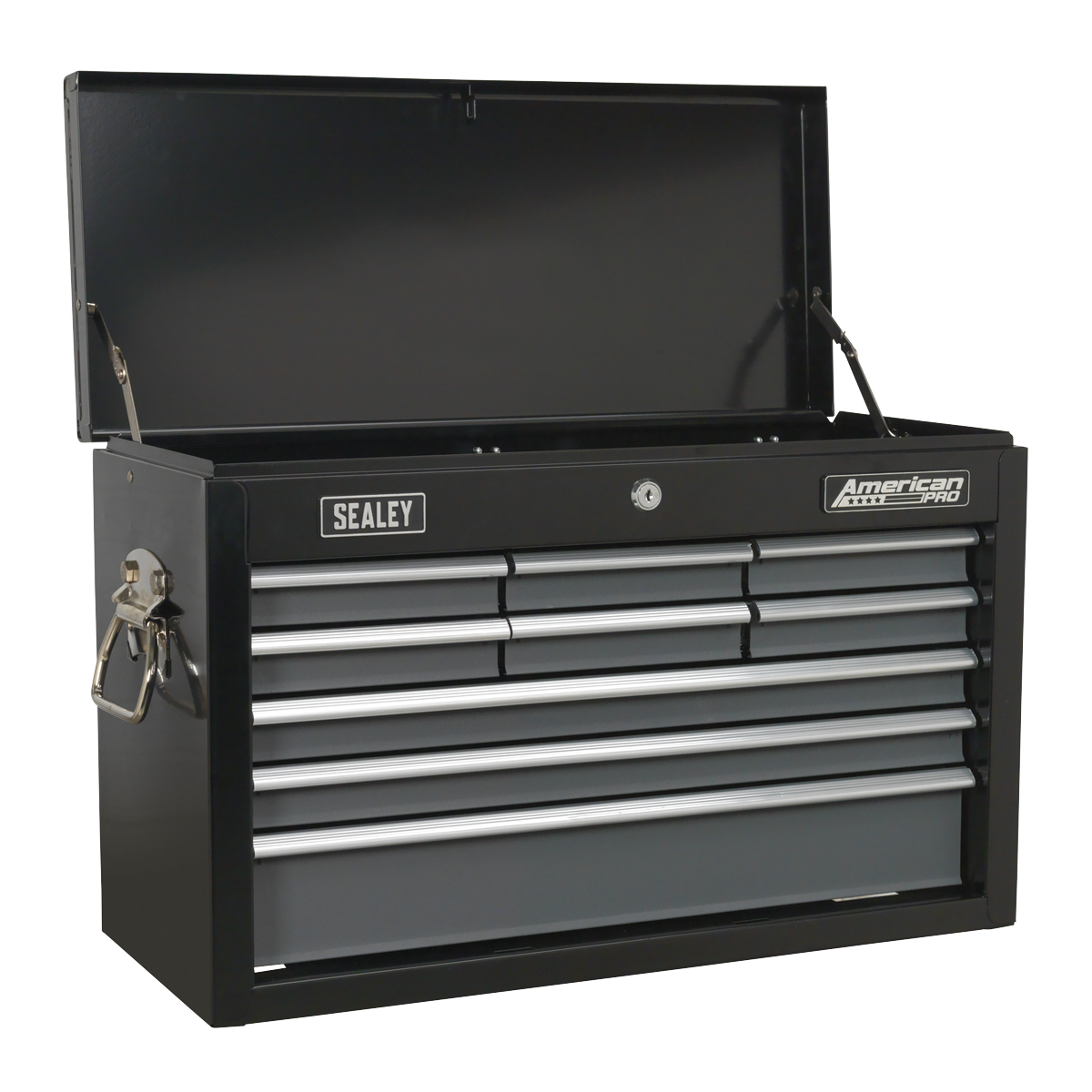 Topchest 9 Drawer with Ball-Bearing Slides - Black/Grey AP2509B