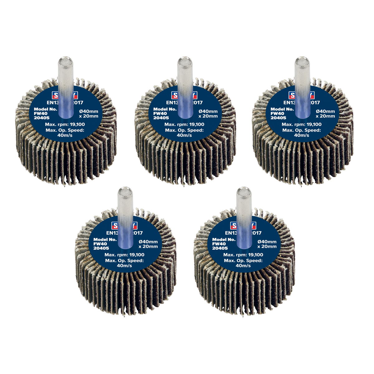 Flap Wheel Ø40 x 20mm 40Grit 6mm Shaft - Pack of 5 FW4020405