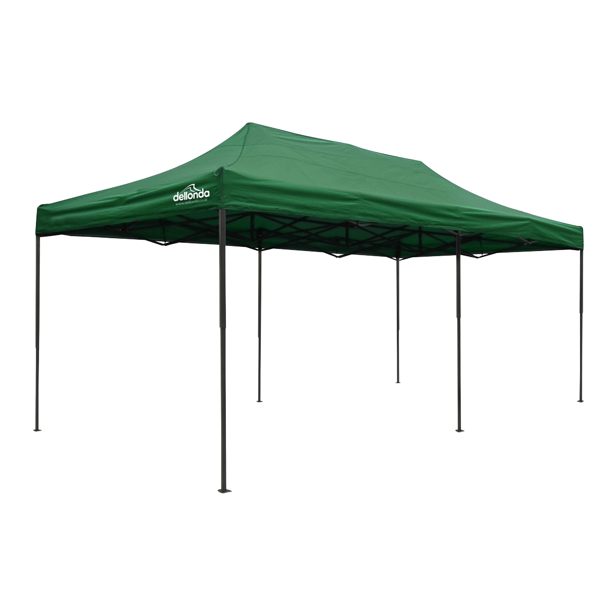Dellonda Premium 3x6m Pop-Up Gazebo, Heavy Duty, PVC Coated, Water Resistant Fabric, Supplied with Carry Bag, Rope, Stakes & Weight Bags - Dark Green Canopy DG140
