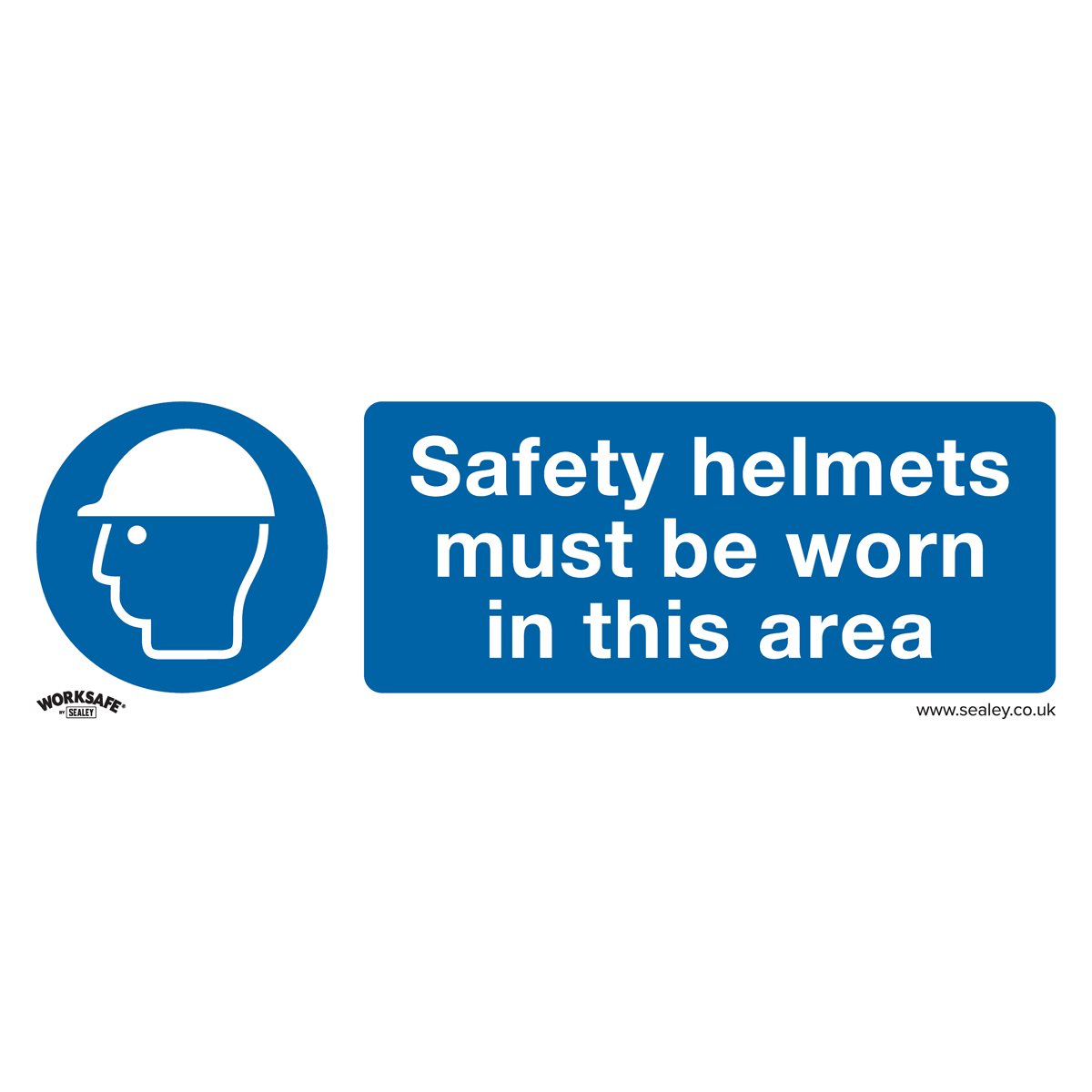 Mandatory Safety Sign - Safety Helmets Must Be Worn In This Area - Rigid Plastic - Pack of 10 SS8P10