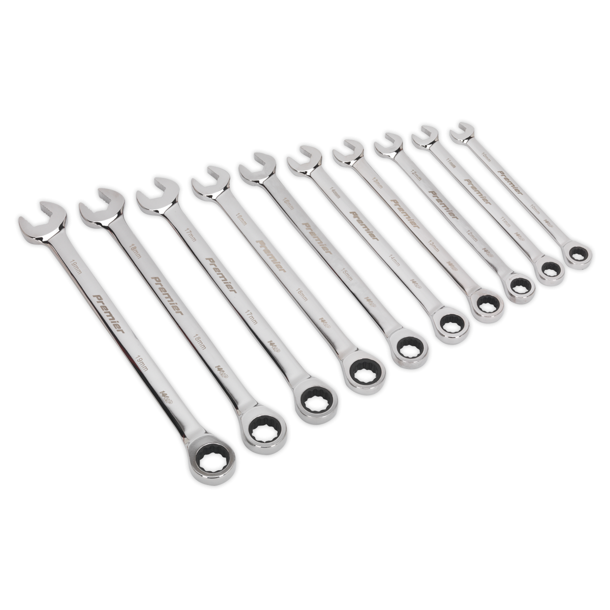 Combination Ratchet Spanner Set 10pc Extra-Long Metric AK63914