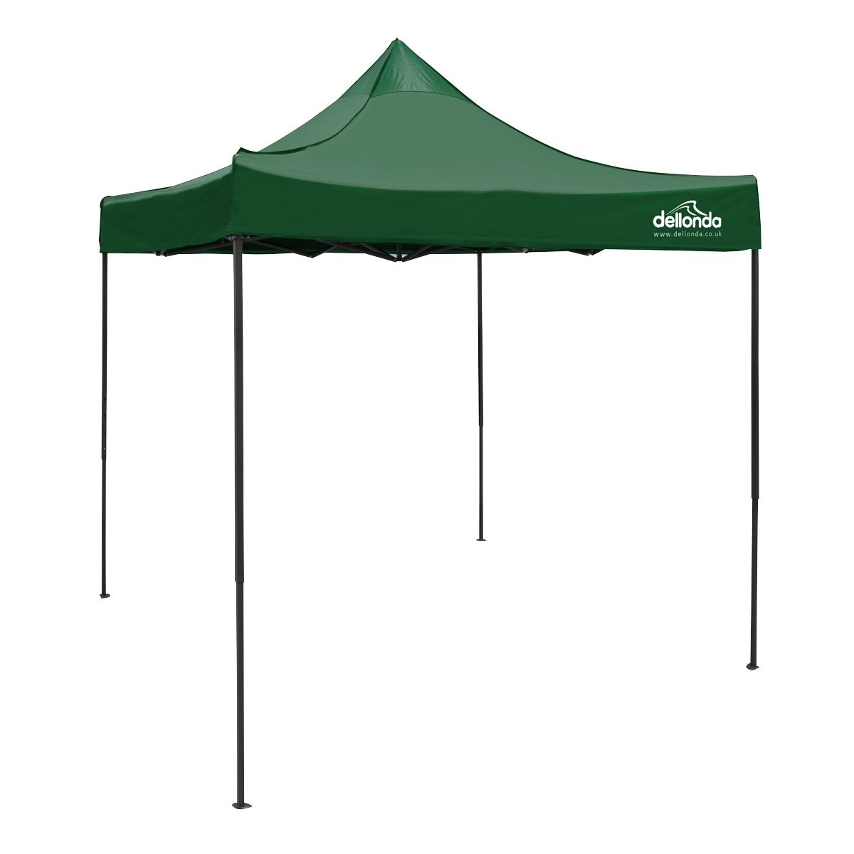 Dellonda Premium 2x2m Pop-Up Gazebo, Heavy Duty, PVC Coated, Water Resistant Fabric, Supplied with Carry Bag, Rope, Stakes & Weight Bags - Dark Green Canopy DG128