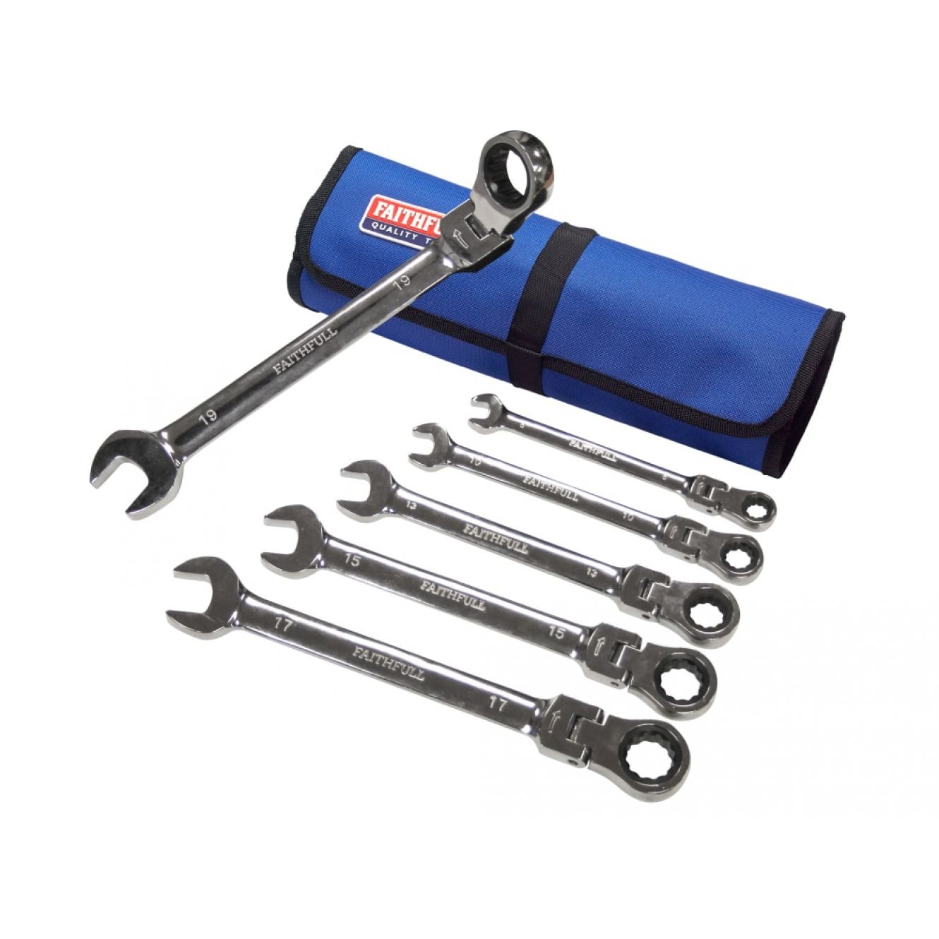 Ratchet Combination Spanner Set in Tool Roll, 6 Piece FAISPARAT6SR