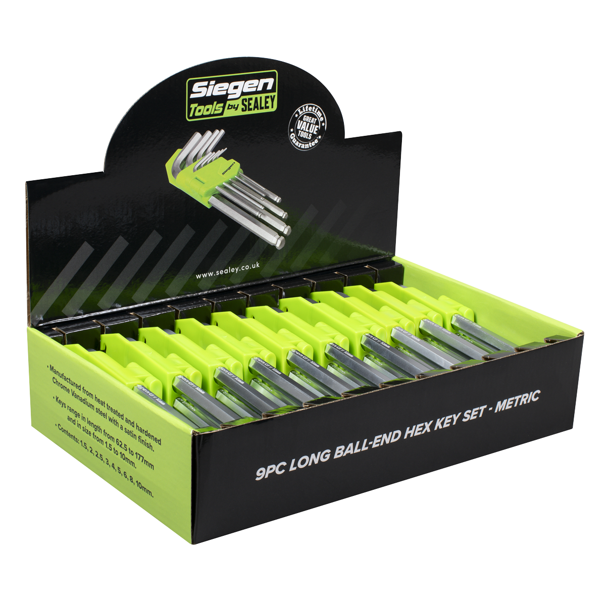 Long Ball-End Hex Key Set 9pc - Display Box of 10 S01263