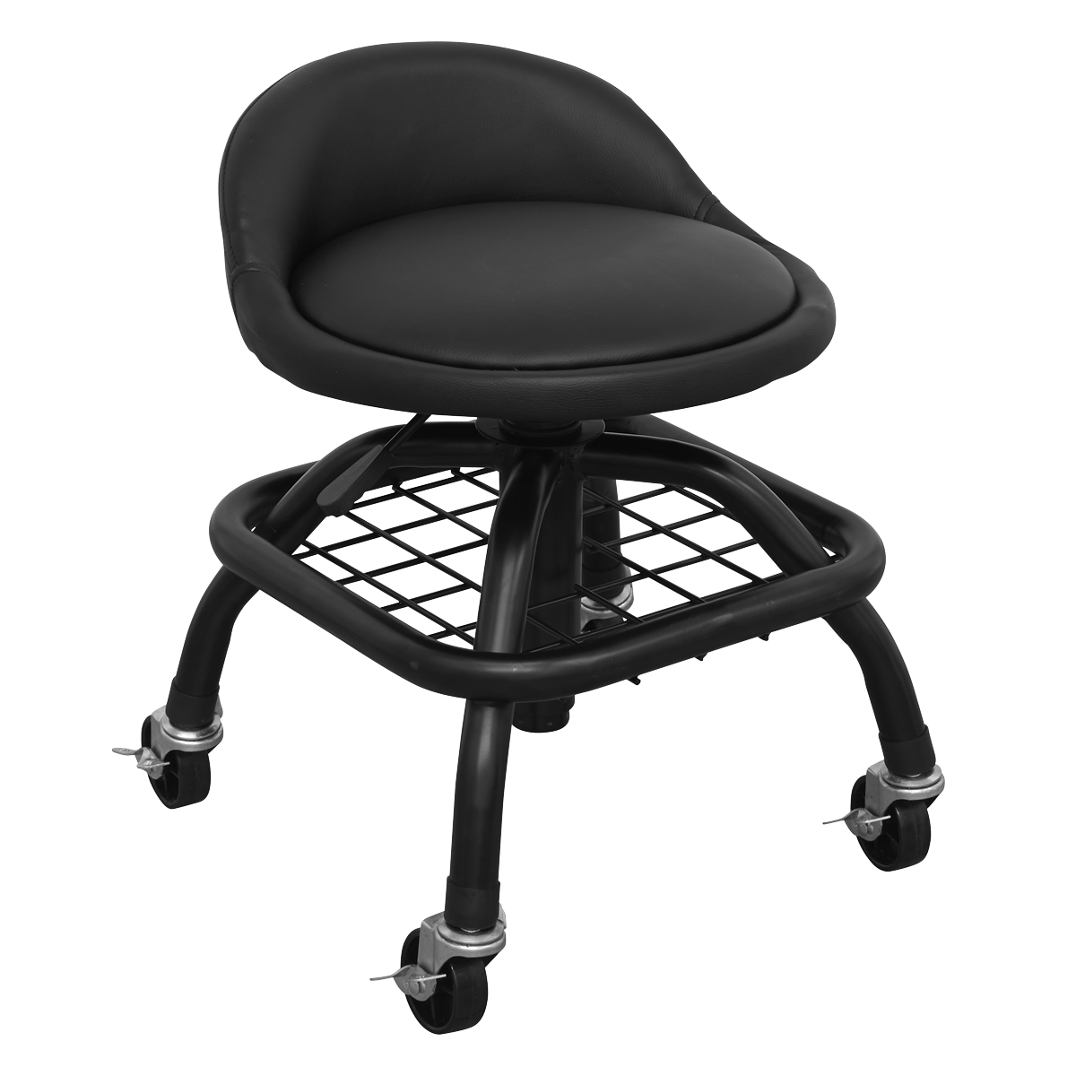 Creeper Stool Pneumatic with Adjustable Height Swivel Seat & Back Rest SCR02B