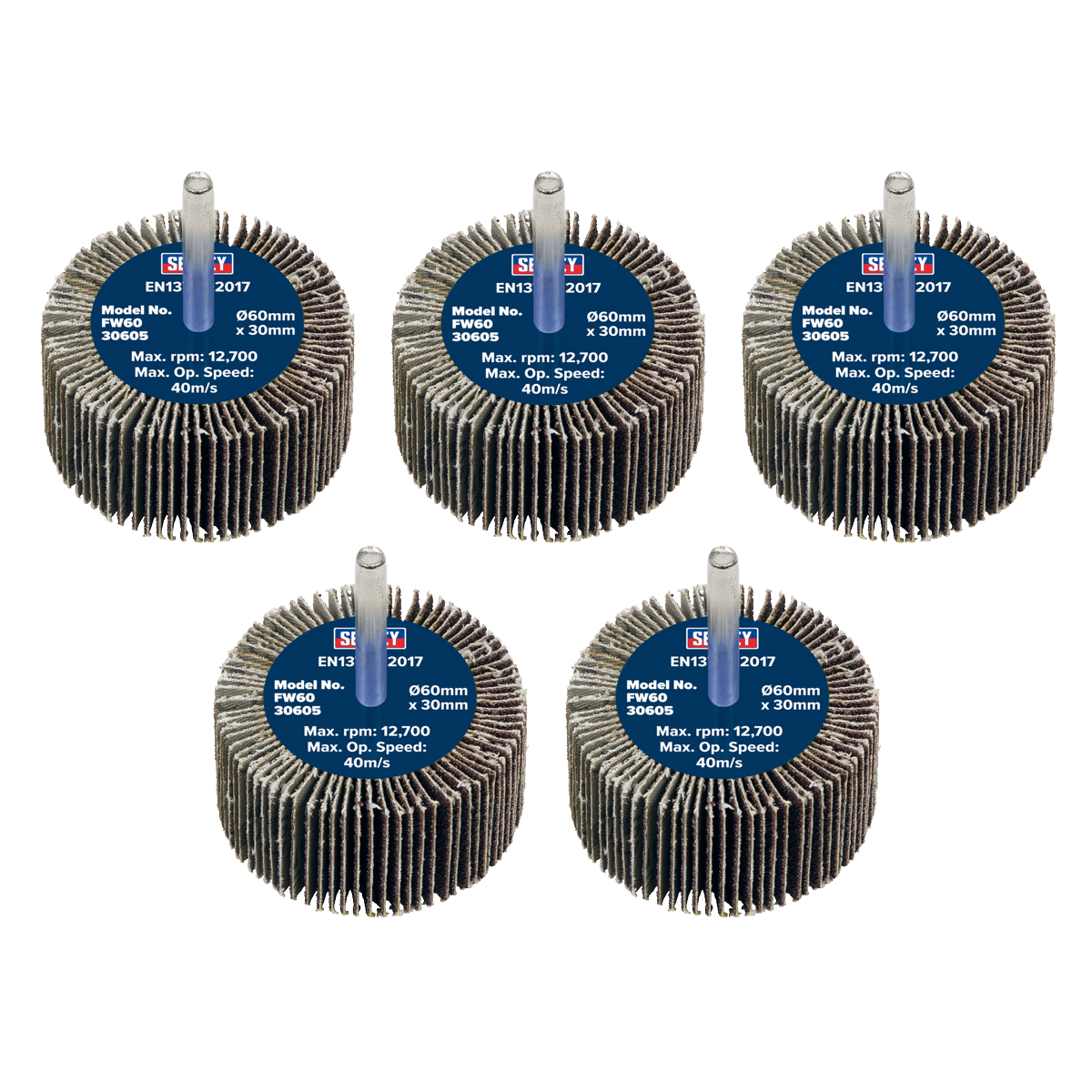 Flap Wheel Ø60 x 30mm 60Grit 6mm Shaft - Pack of 5 FW6030605