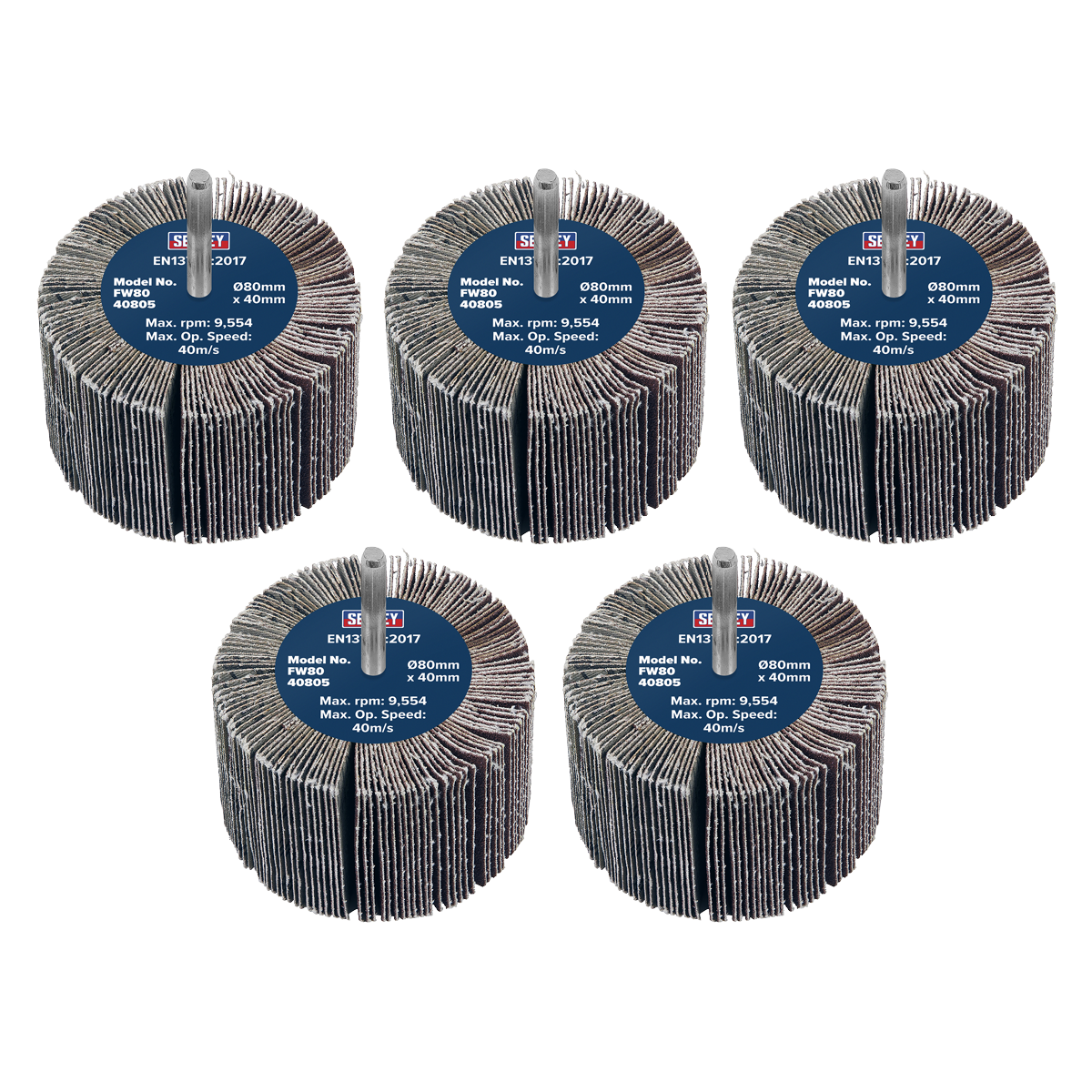 Abrasive Flap Wheel Ø80 x 40mm 80Grit Ø6mm Shaft - Pack of 5 FW8040805