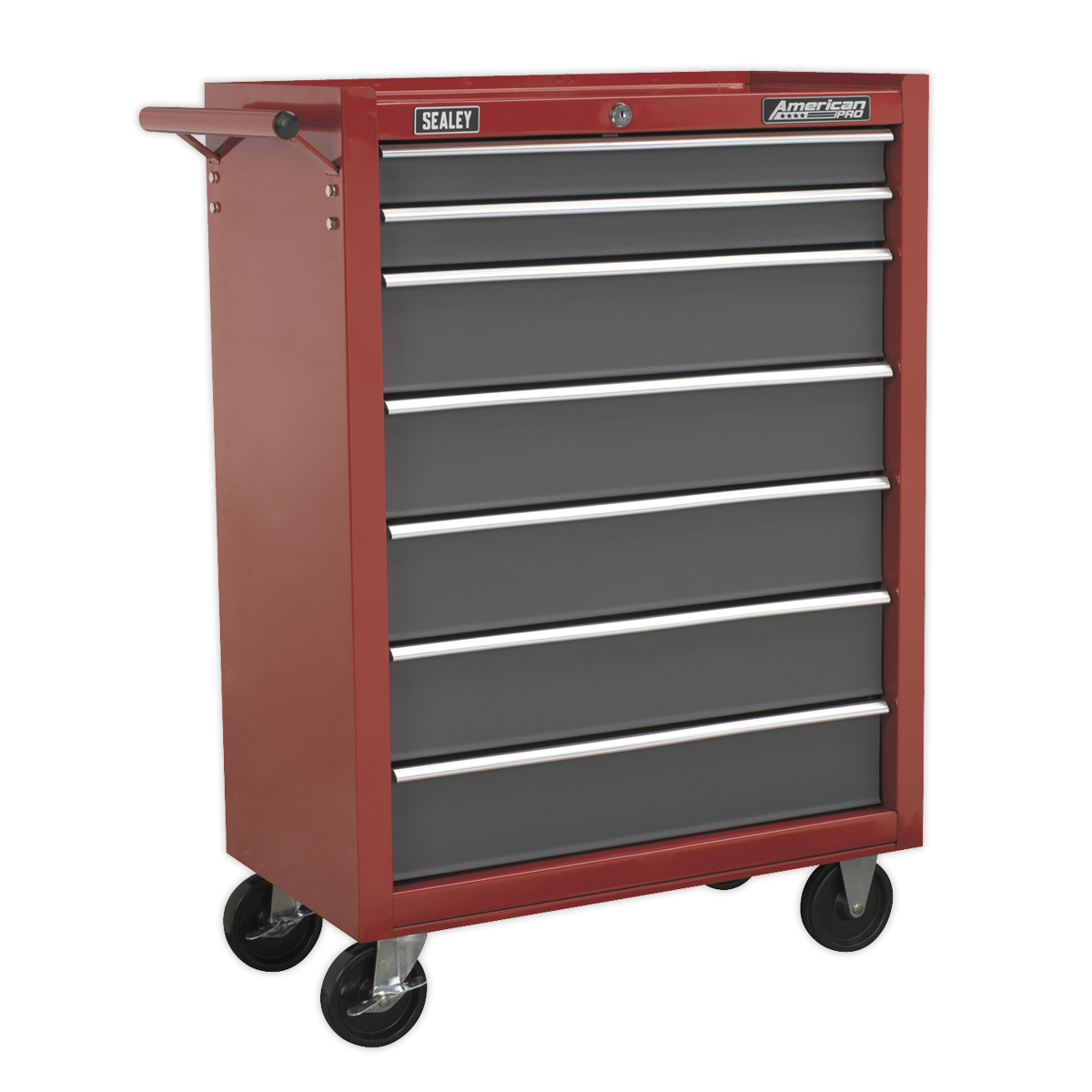 Rollcab 7 Drawer with Ball-Bearing Slides - Red/Grey AP22507BB