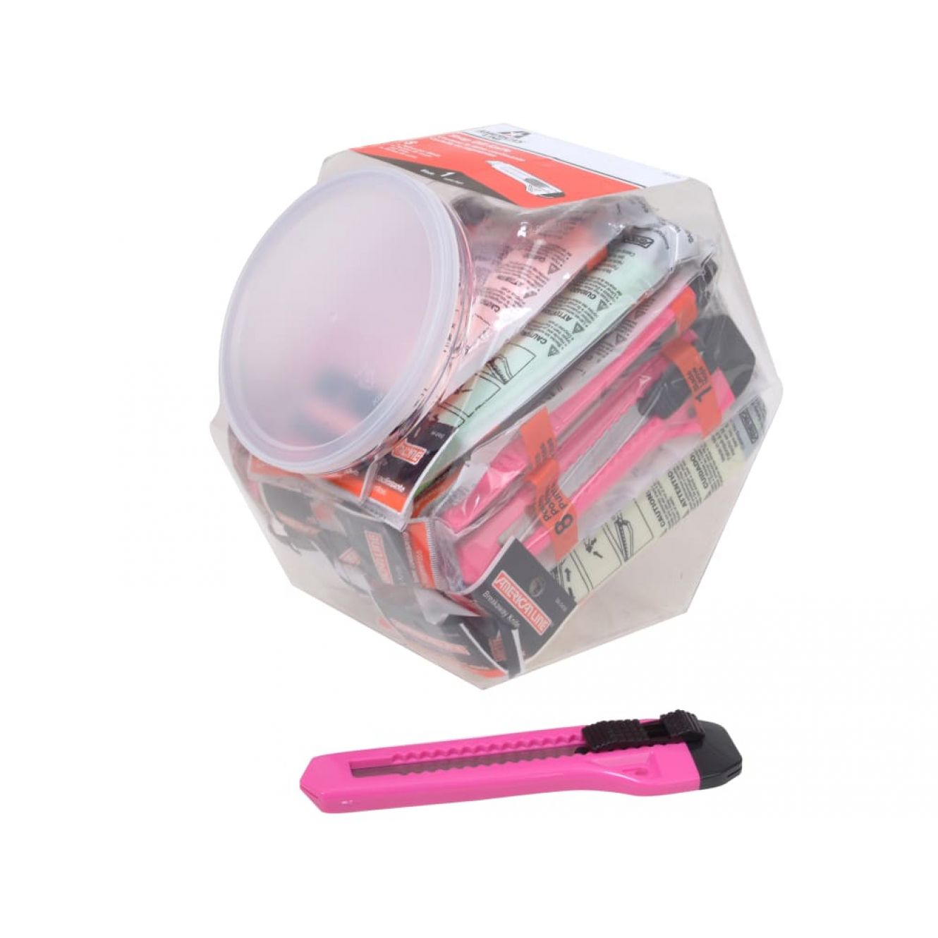 Plastic Neon Snap-Off Knives in Jar