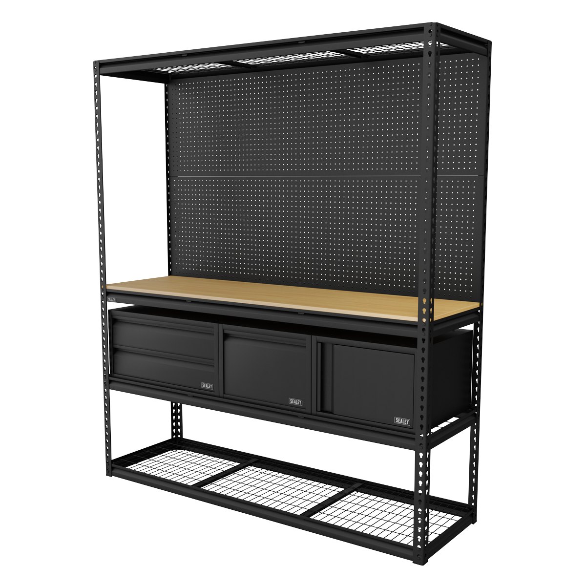 Heavy-Duty Modular Workbench & Racking Kit with 3 Storage Units APMWBCOMBO1