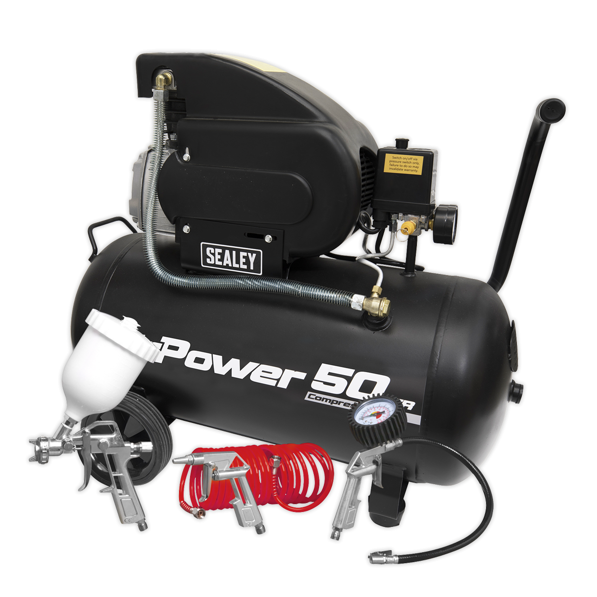 Air Compressor 50L Direct Drive 2hp with 4pc Air Accessory Kit SAC5020APK