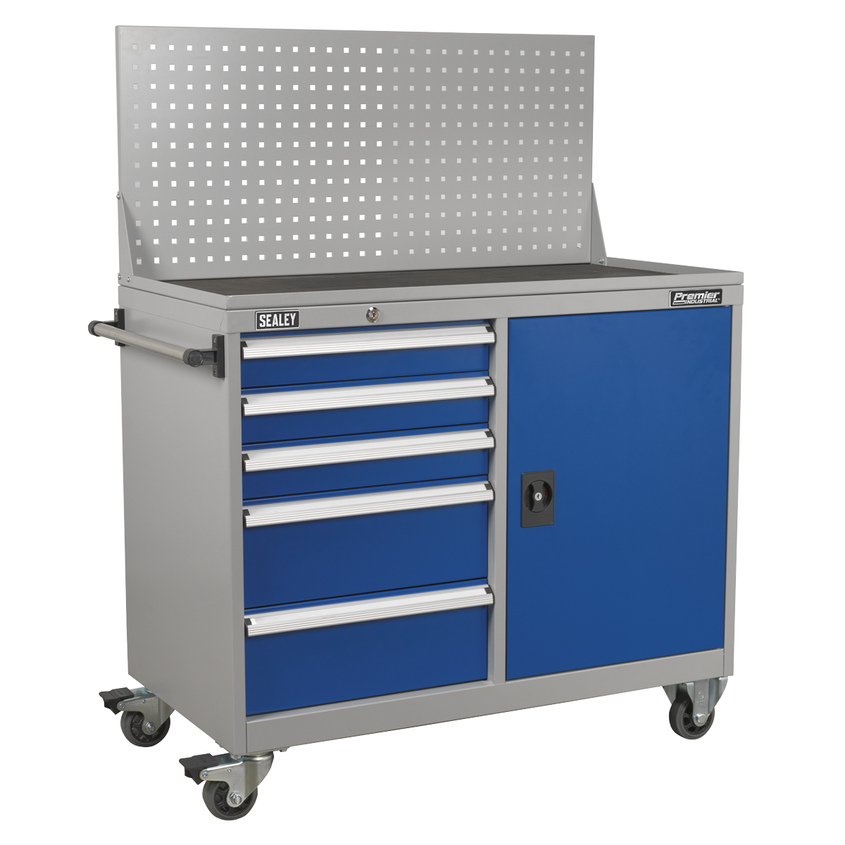Industrial Mobile Workstation 5 Drawer & 1 Shelf Locker API1103A