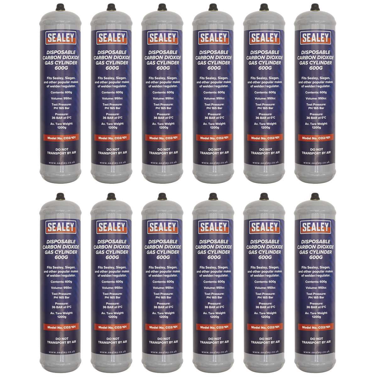 Gas Cylinder Disposable Carbon Dioxide 600g - Box of 12 CO2/101/12