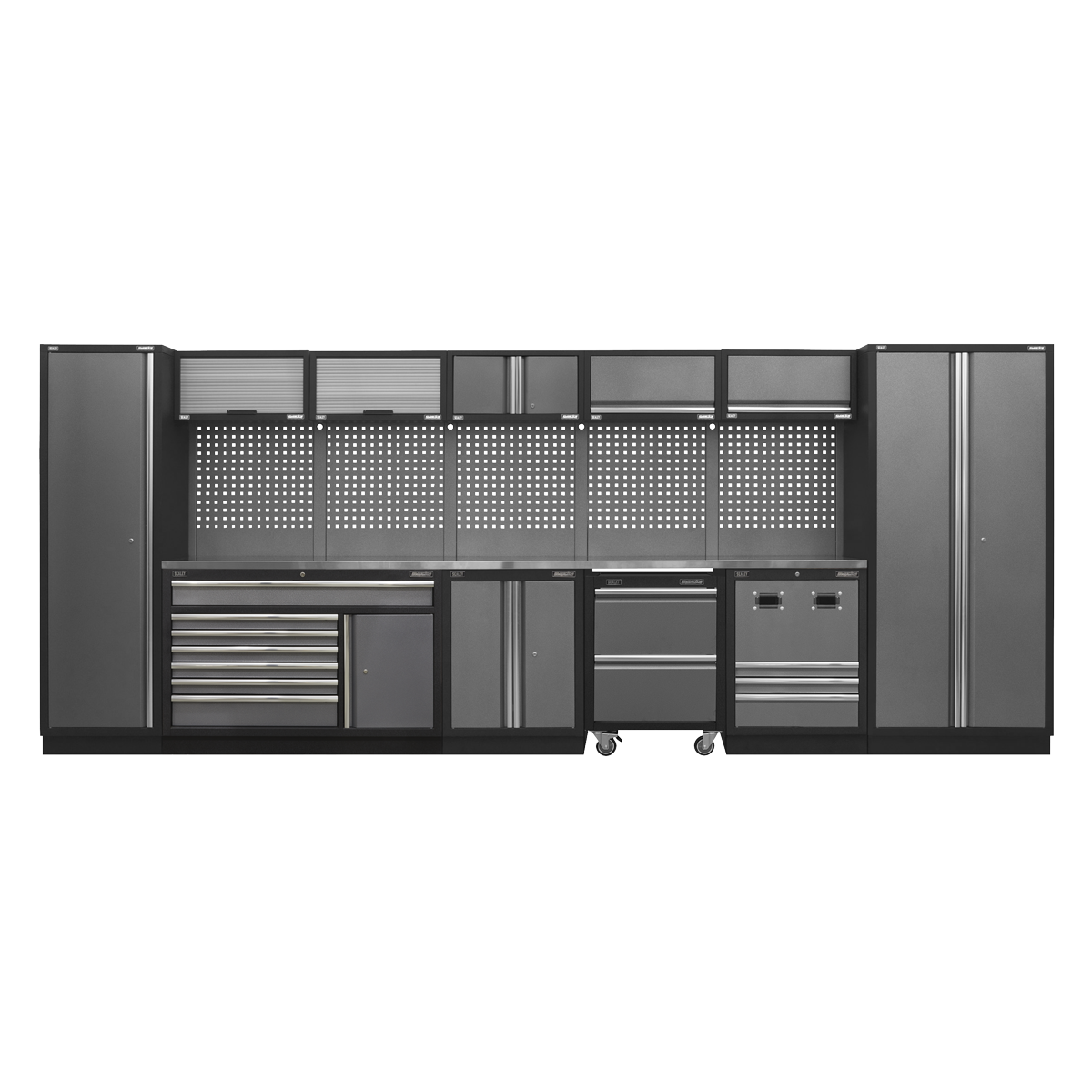 Superline PRO® 4.9m Storage System - Stainless Steel Worktop APMSSTACK16SS