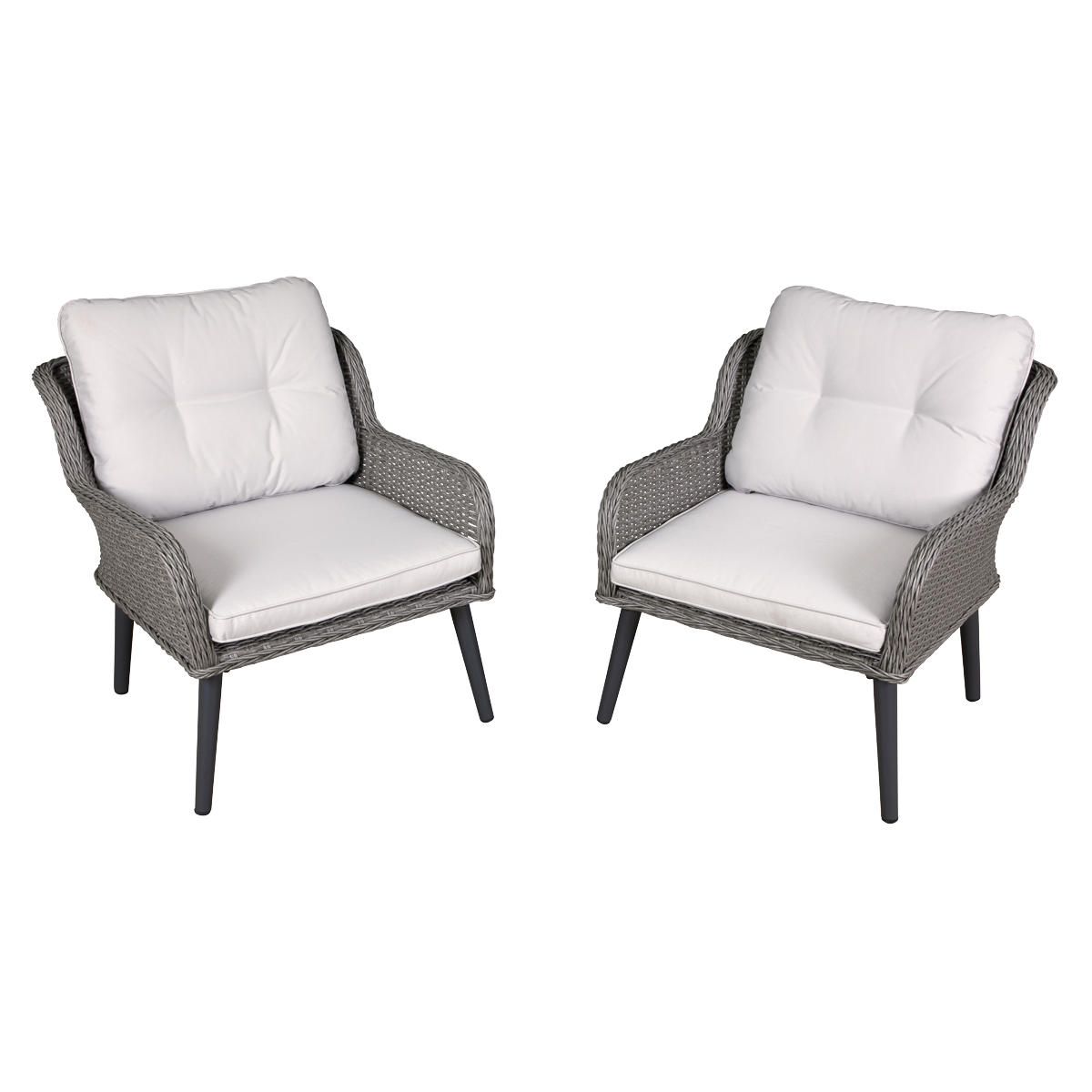 Dellonda Buxton Rattan Wicker Outdoor Lounge Chairs with Cushion, Grey DG79