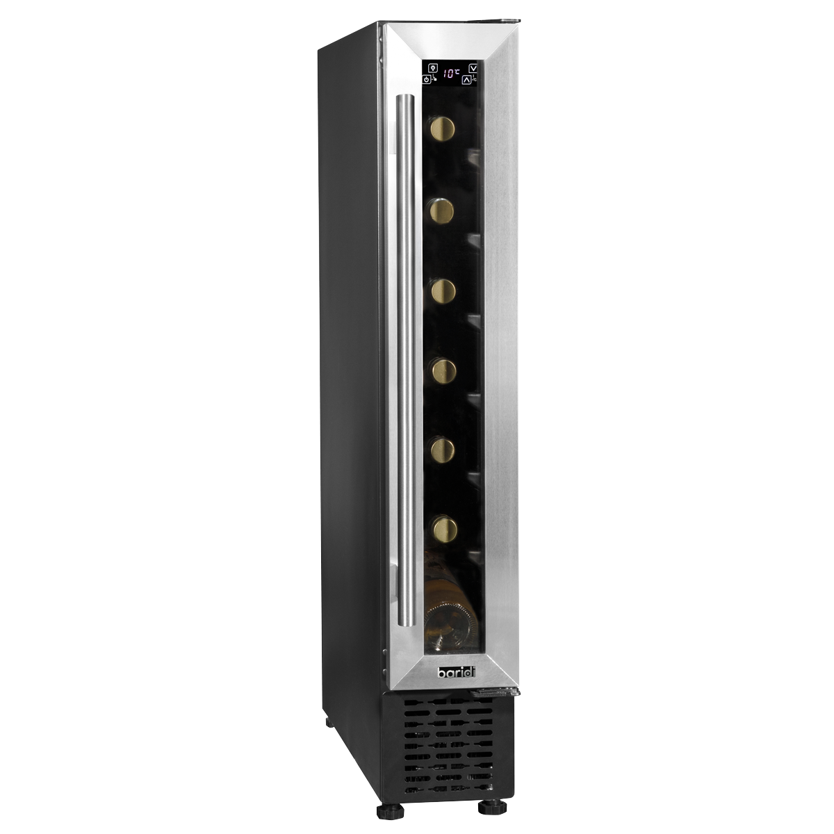Baridi 7 Bottle 15cm Slim Wine Cooler with Digital Touch Screen Controls, Stainless Steel DH77
