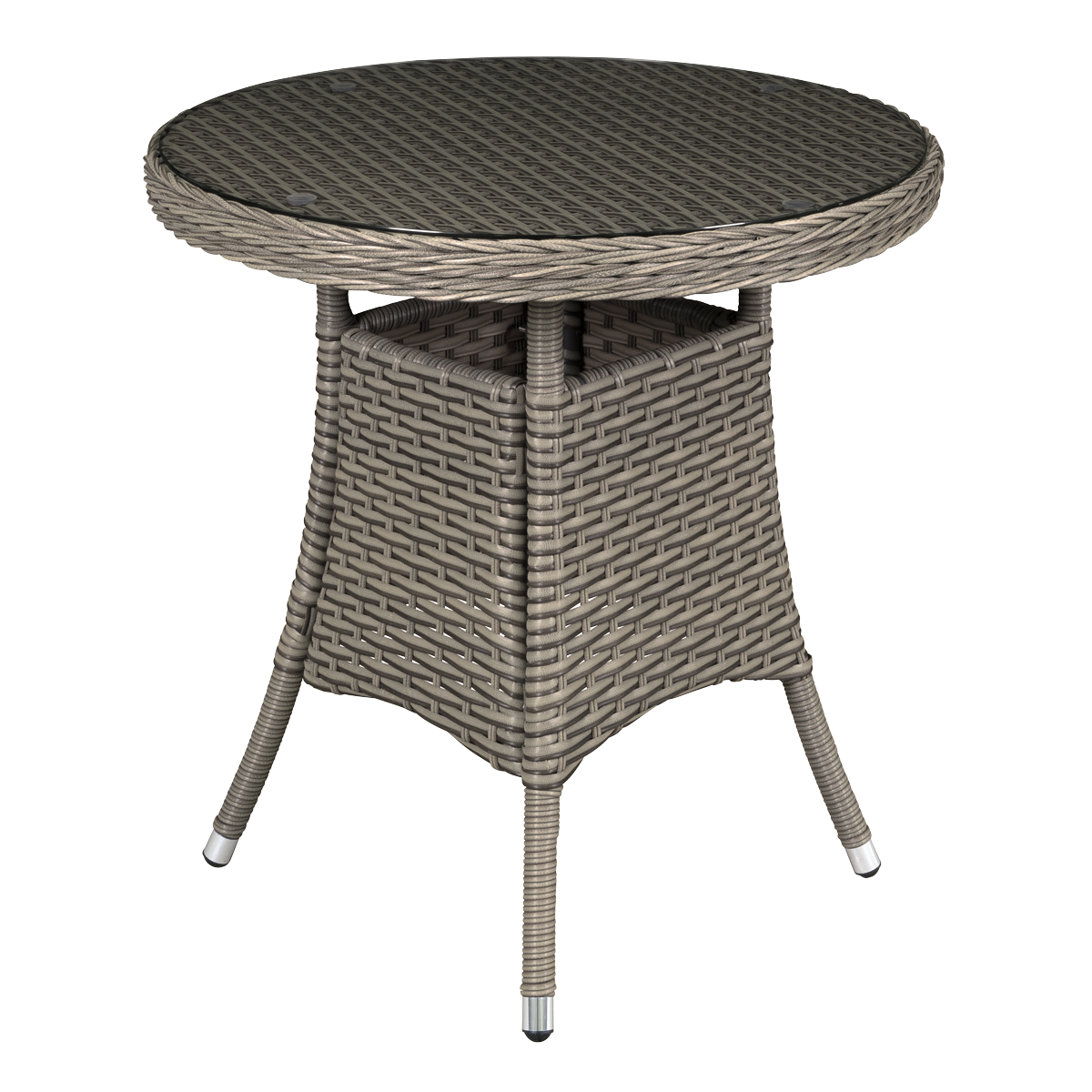 Dellonda Chester Rattan Wicker Outdoor Bistro Table with Tempered Glass Top, Brown DG65