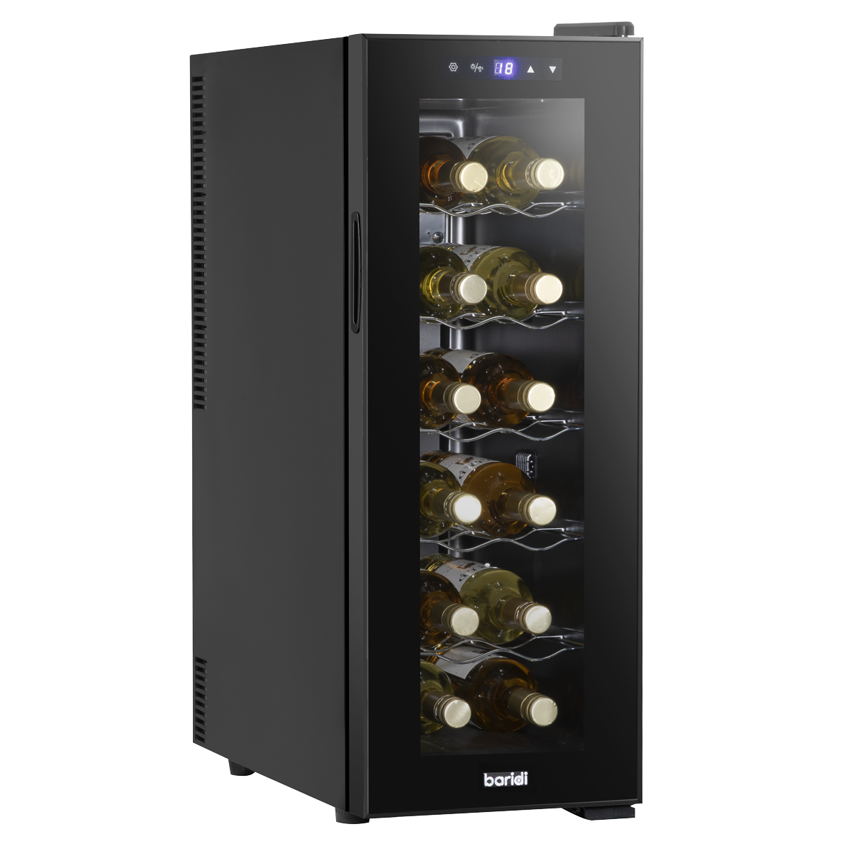 Baridi 12 Bottle Wine Cooler with Digital Touch Screen Controls & LED Light, Black DH73