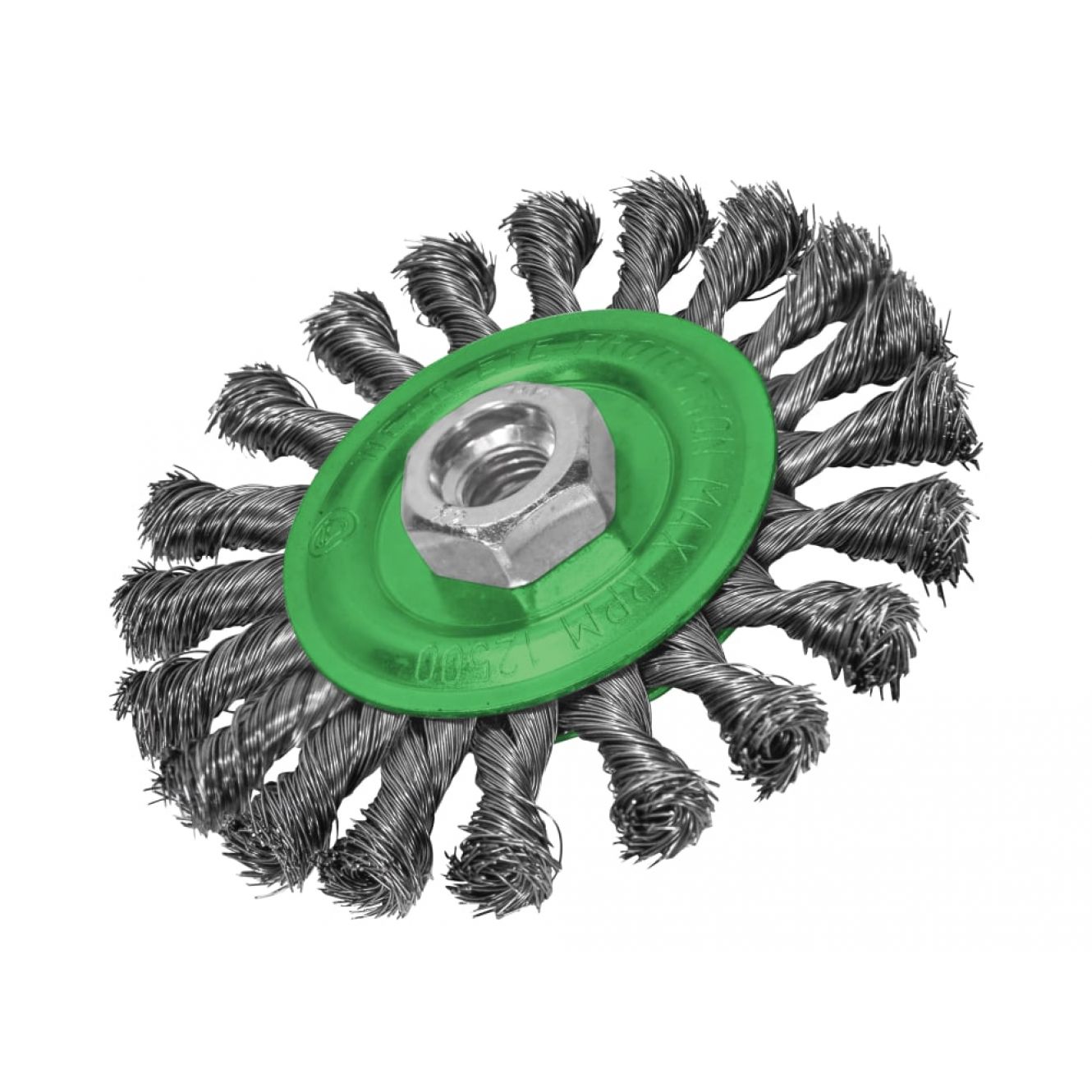 Flat Twist Knot Wire Brush 115 x 12mm M14x2 Bore, 0.35mm Stainless Steel Wire FAIWBCT115S