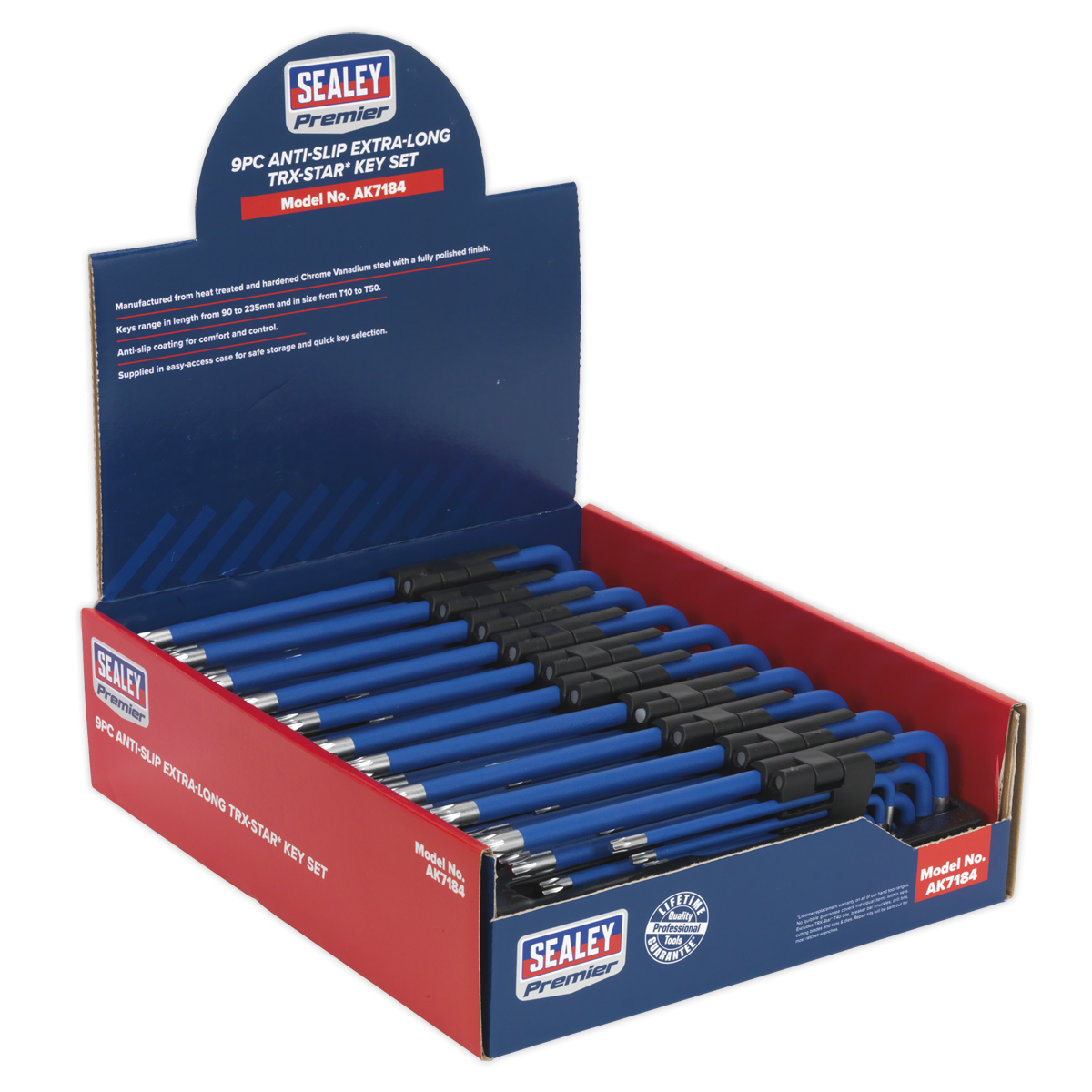 TRX-Star* Key Set 9pc Extra-Long Anti-Slip Display Box of 10 AK7184