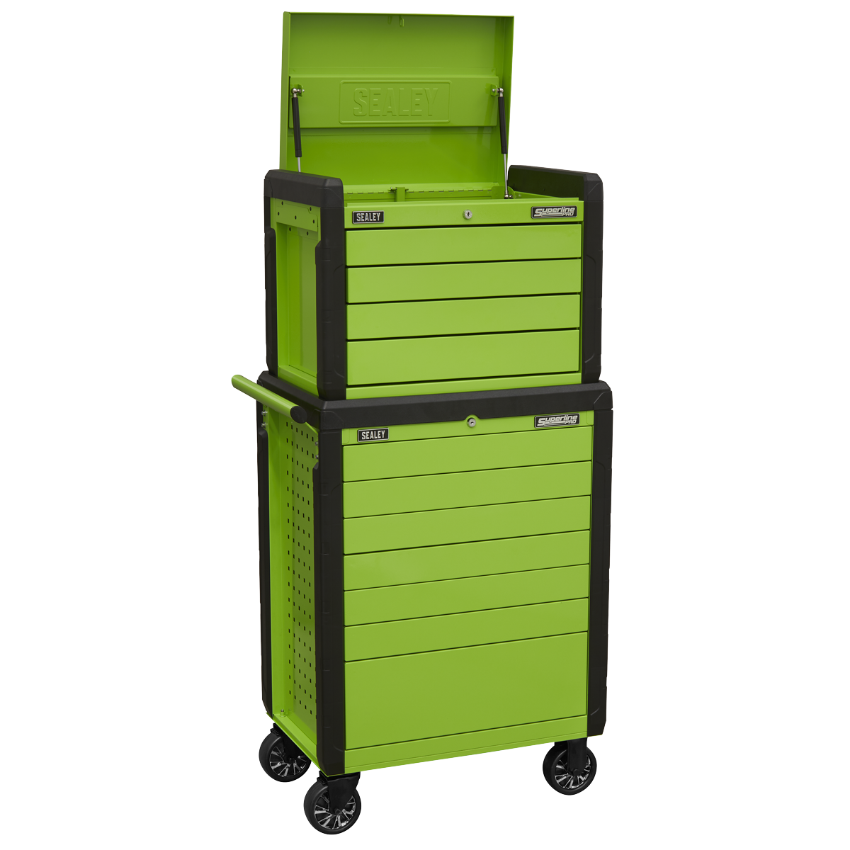 Rollcab 11 Drawer Push-To-Open Hi-Vis Green APPDSTACKG