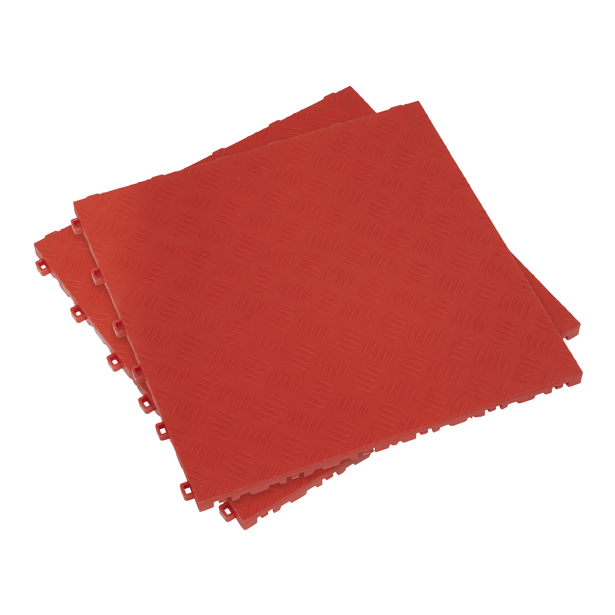 Polypropylene Floor Tile 400 x 400mm - Red Treadplate - Pack of 9 FT3R
