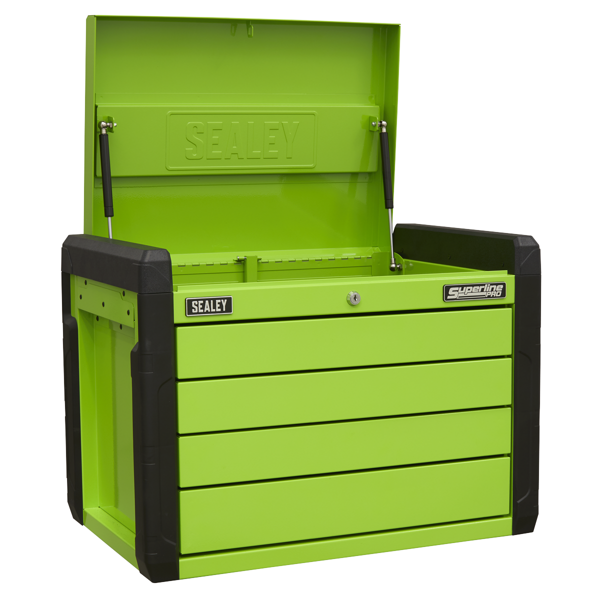 4 Drawer Push-to-Open Topchest with Ball-Bearing Slides - Hi-Vis Green APPD4G