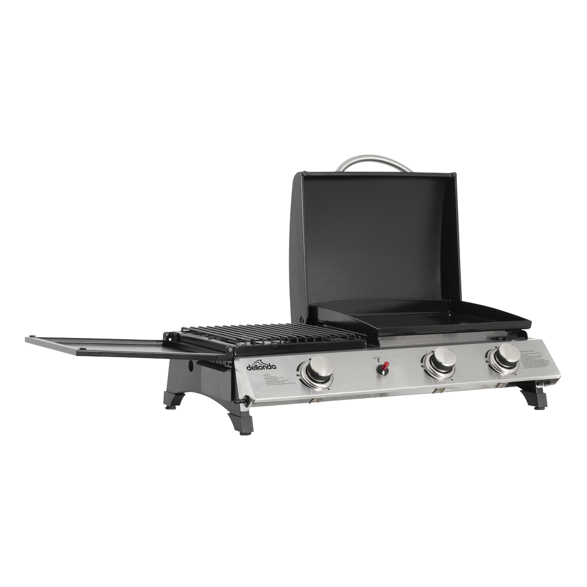 Dellonda 3 Burner Stainless Steel Portable Gas Plancha/Grill 8.5kW DG276