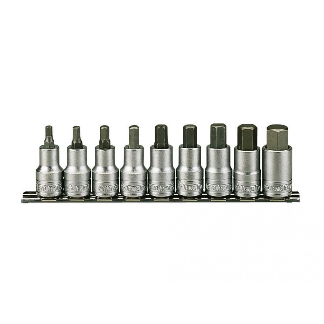 M1212 Socket Clip Rail Hex Set of 9 Metric 1/2in Drive TENM1212