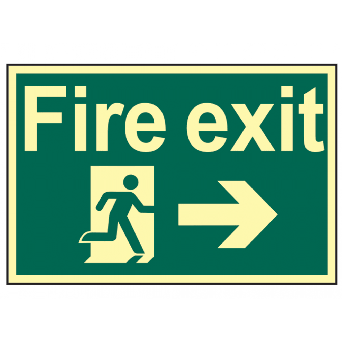 Fire Exit Running Man Arrow Right - Photoluminescent 300 x 200mm SCA1581