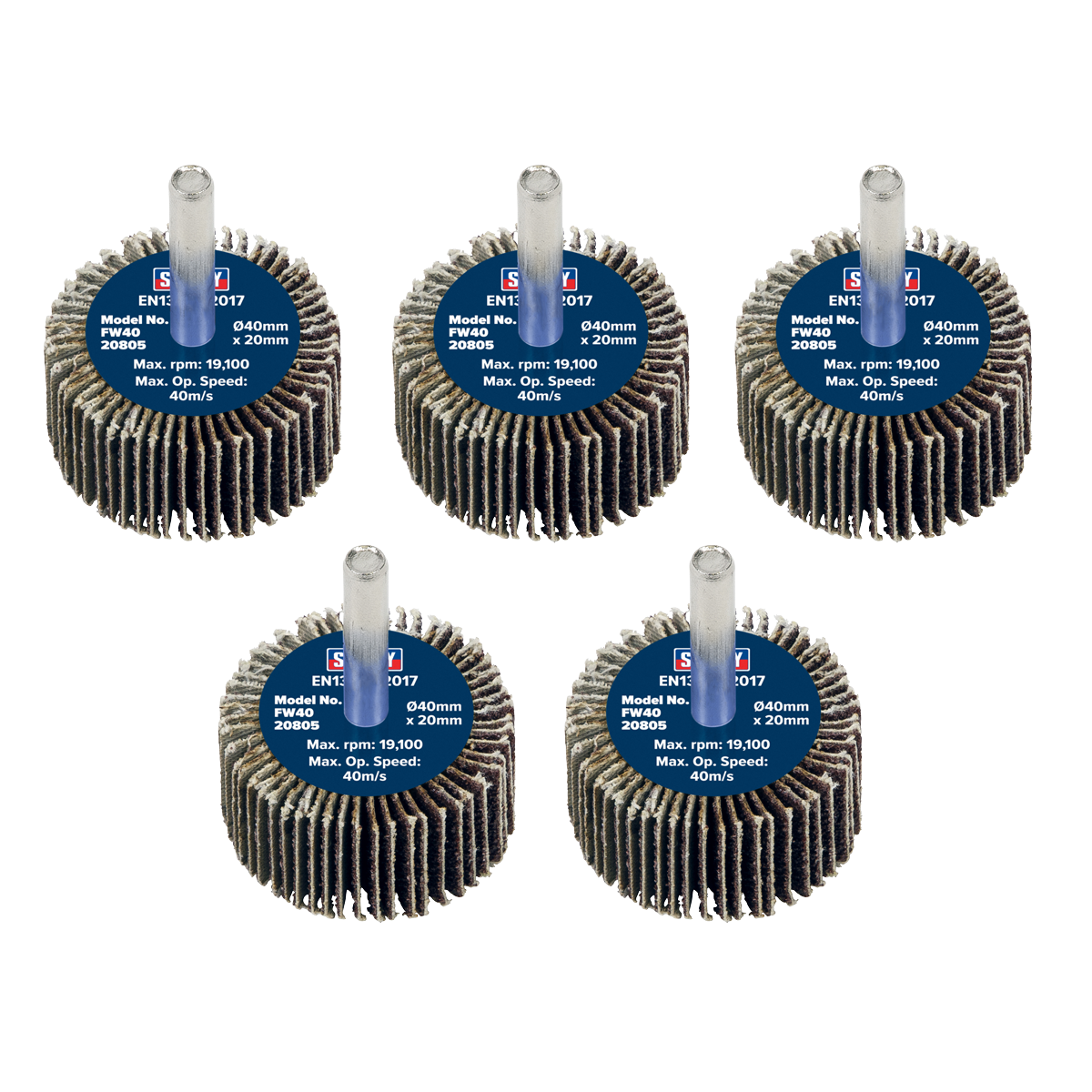 Flap Wheel Ø40 x 20mm 80Grit 6mm Shaft - Pack of 5 FW4020805