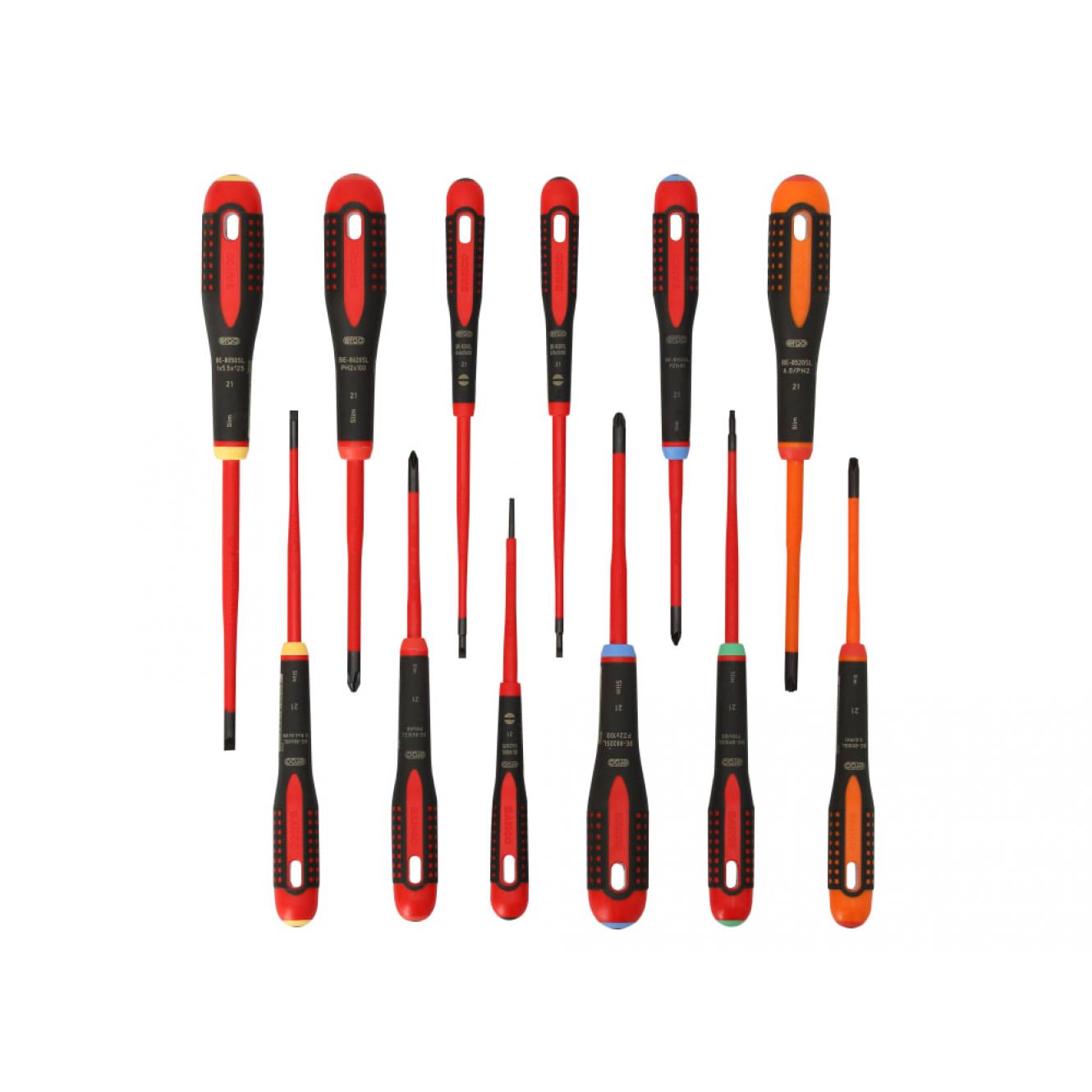 BE-9878SL ERGO™ Slim VDE Insulated Screwdriver Set, 12 Piece BAHBE9878SL