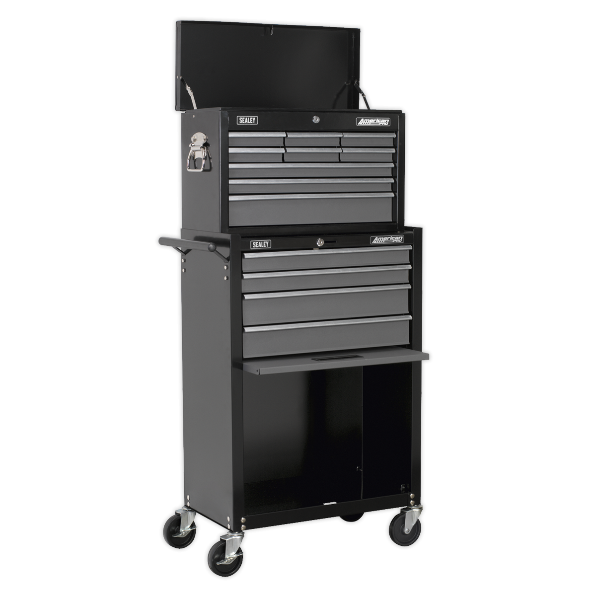 Topchest & Rollcab Combination 13 Drawer with Ball-Bearing Slides - Black/Grey AP2513B