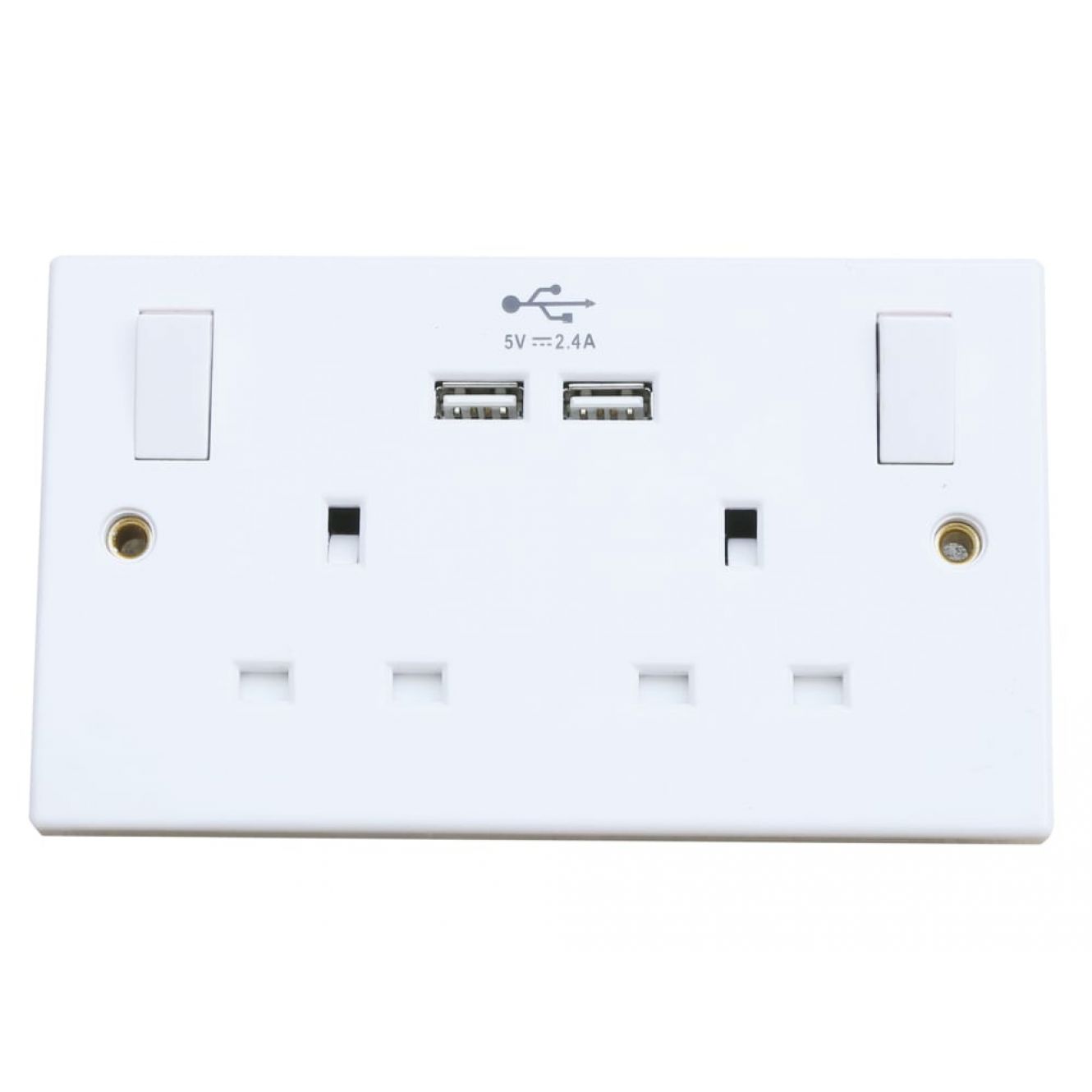 Switched Socket 2-Gang + 2 USB Ports 13A DCN4410NB