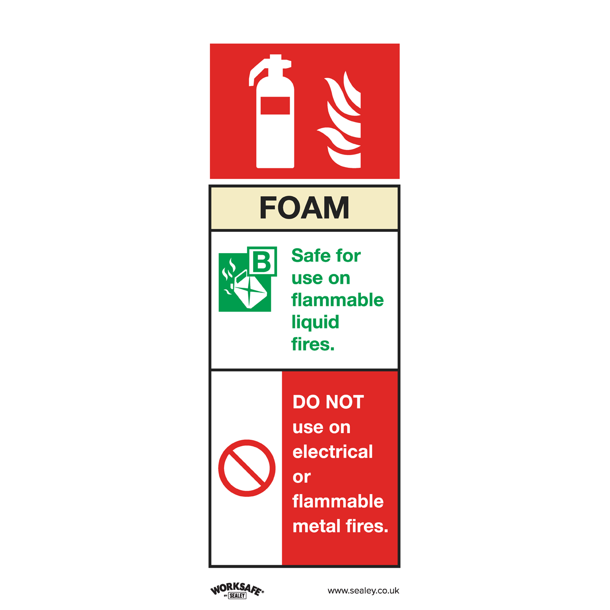 Safe Conditions Safety Sign - Foam Fire Extinguisher - Self-Adhesive Vinyl - Pack of 10 SS30V10