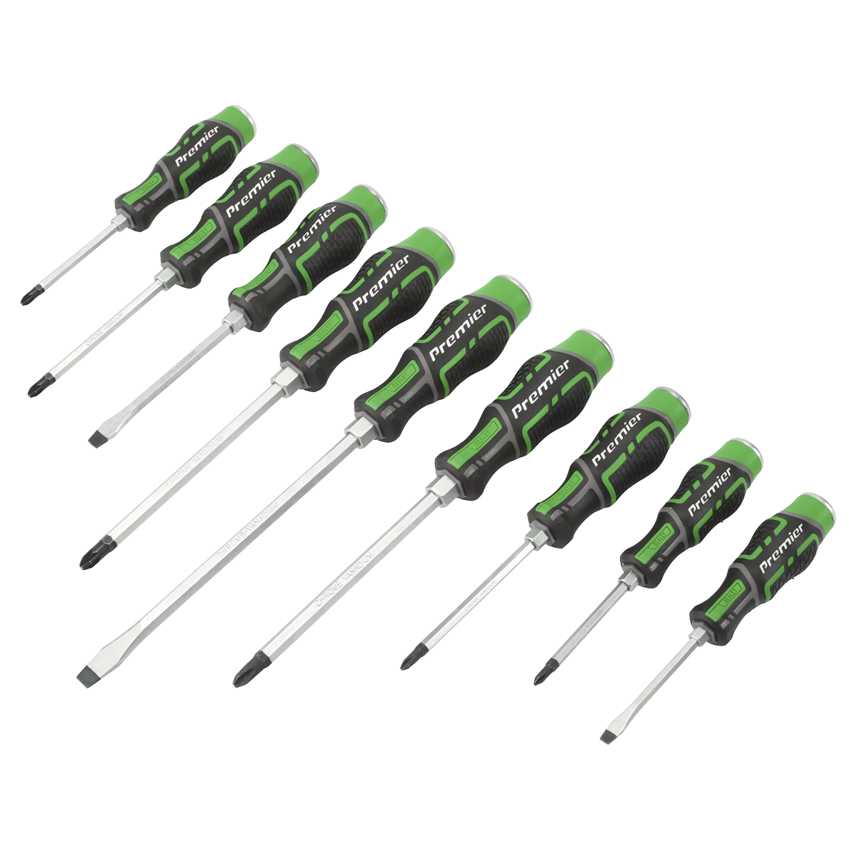 Hammer-Thru Screwdriver Set Hi-Vis Green 9pc AK4941HV
