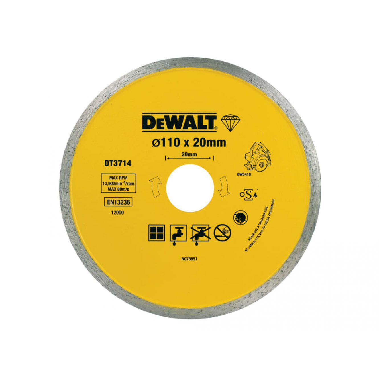DT3714 Diamond Tile Blade 110 x 20mm DEWDT3714QZ