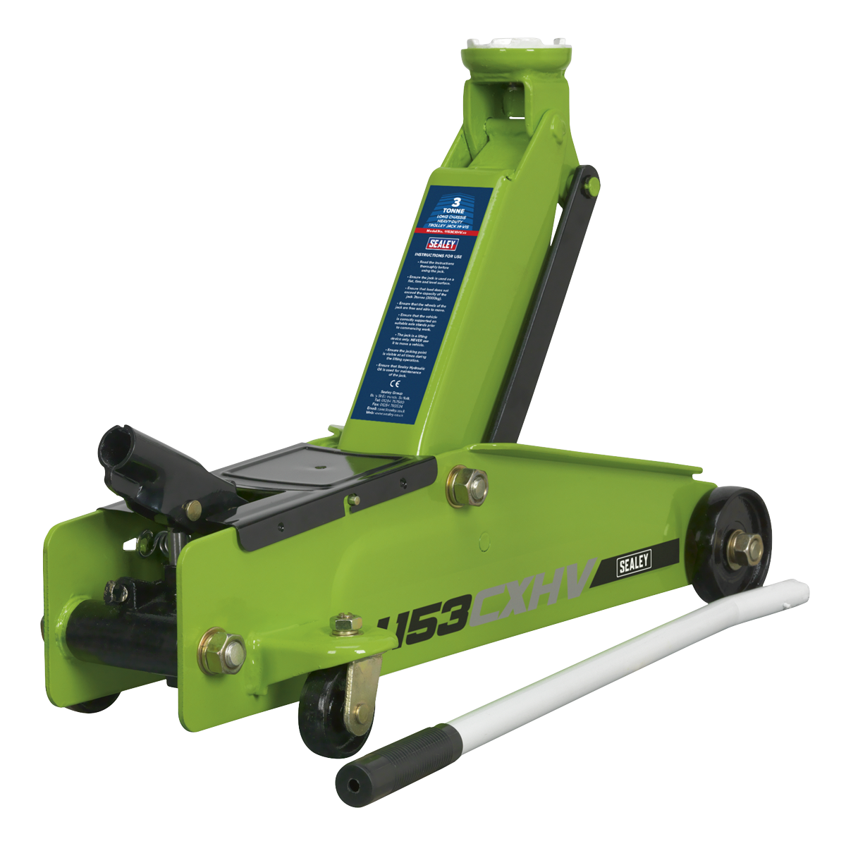 Trolley Jack 3 Tonne Long Reach Heavy-Duty Hi-Vis 1153CXHV