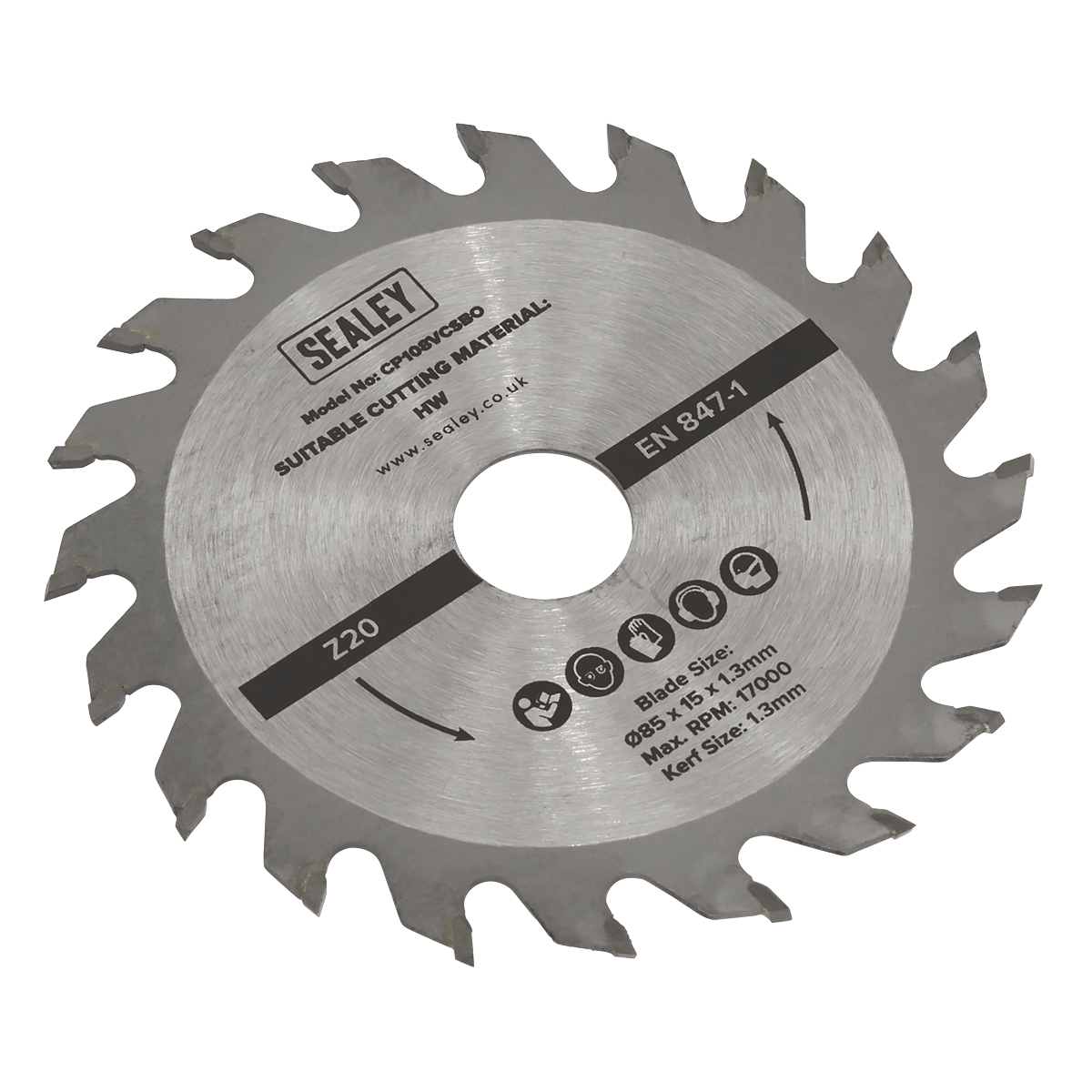 Circular Saw Blade Ø85 x 15 x 1.3mm 20tpu SM85B20