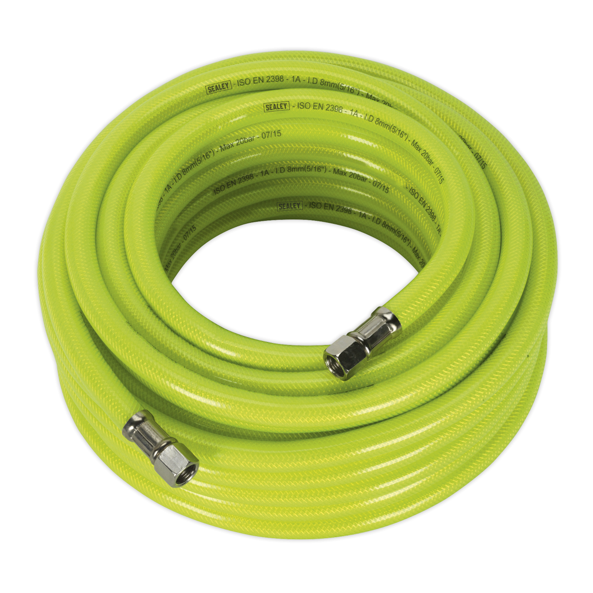 Air Hose High-Visibility 15m x Ø8mm with 1/4"BSP Unions AHFC15