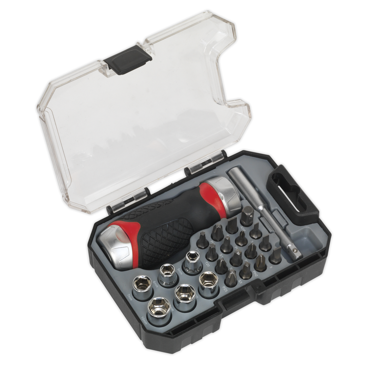 Fine Tooth Ratchet Screwdriver Socket & Bit Set 24pc Stubby AK64906